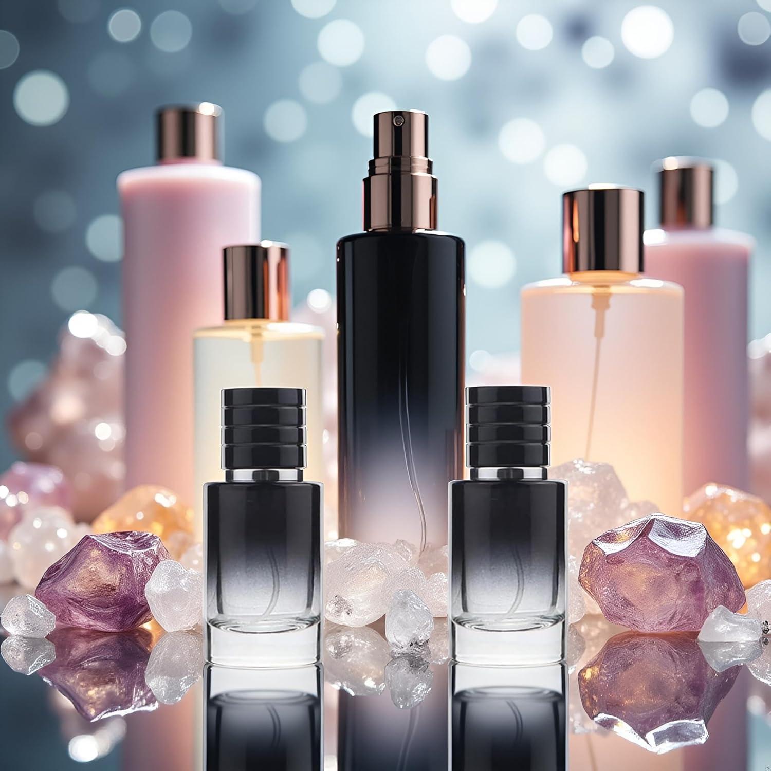 Set de 2 Botellas de Spray de Vidrio 30ml Jizlan Negro Portátil