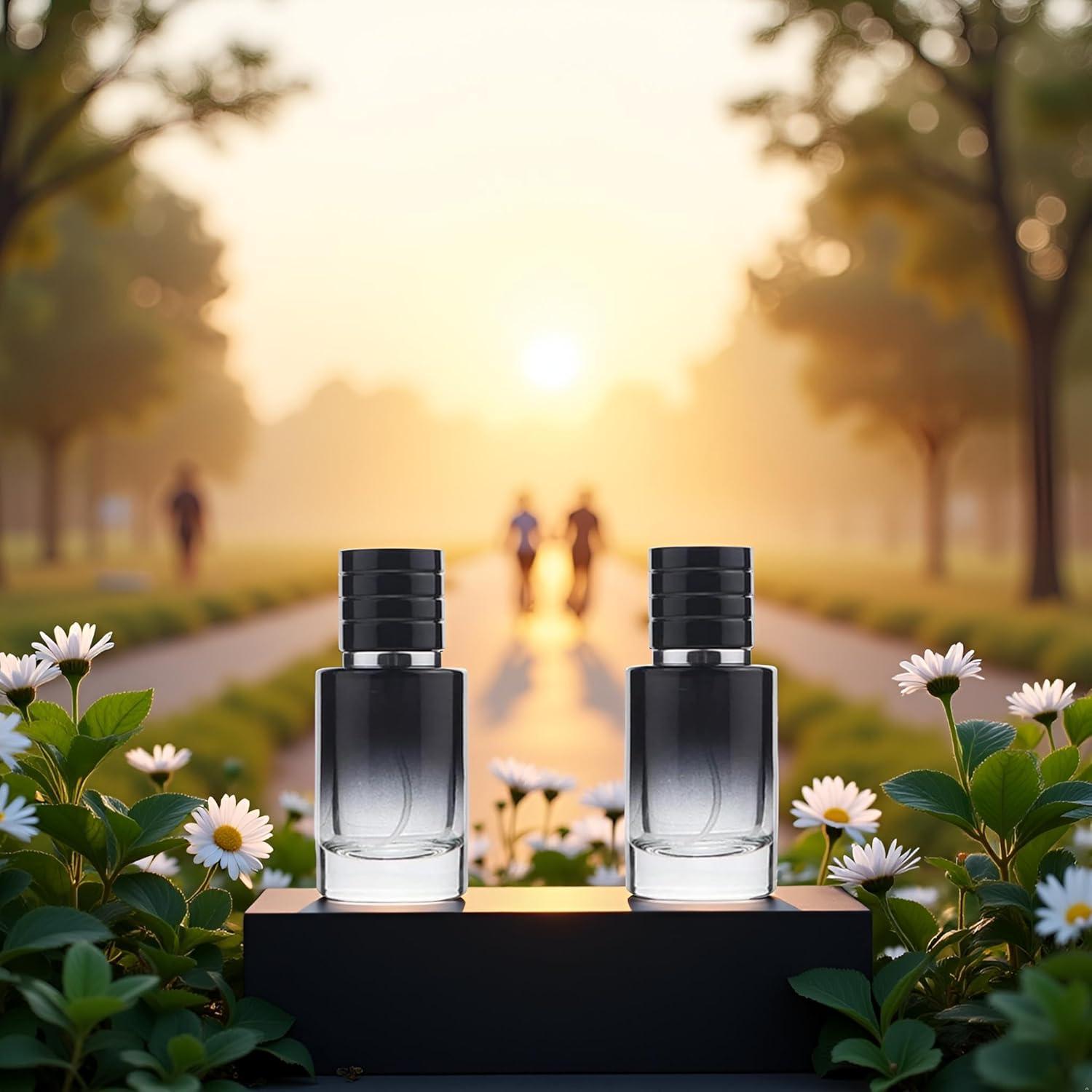 Set de 2 Botellas de Spray de Vidrio 30ml Jizlan Negro Portátil