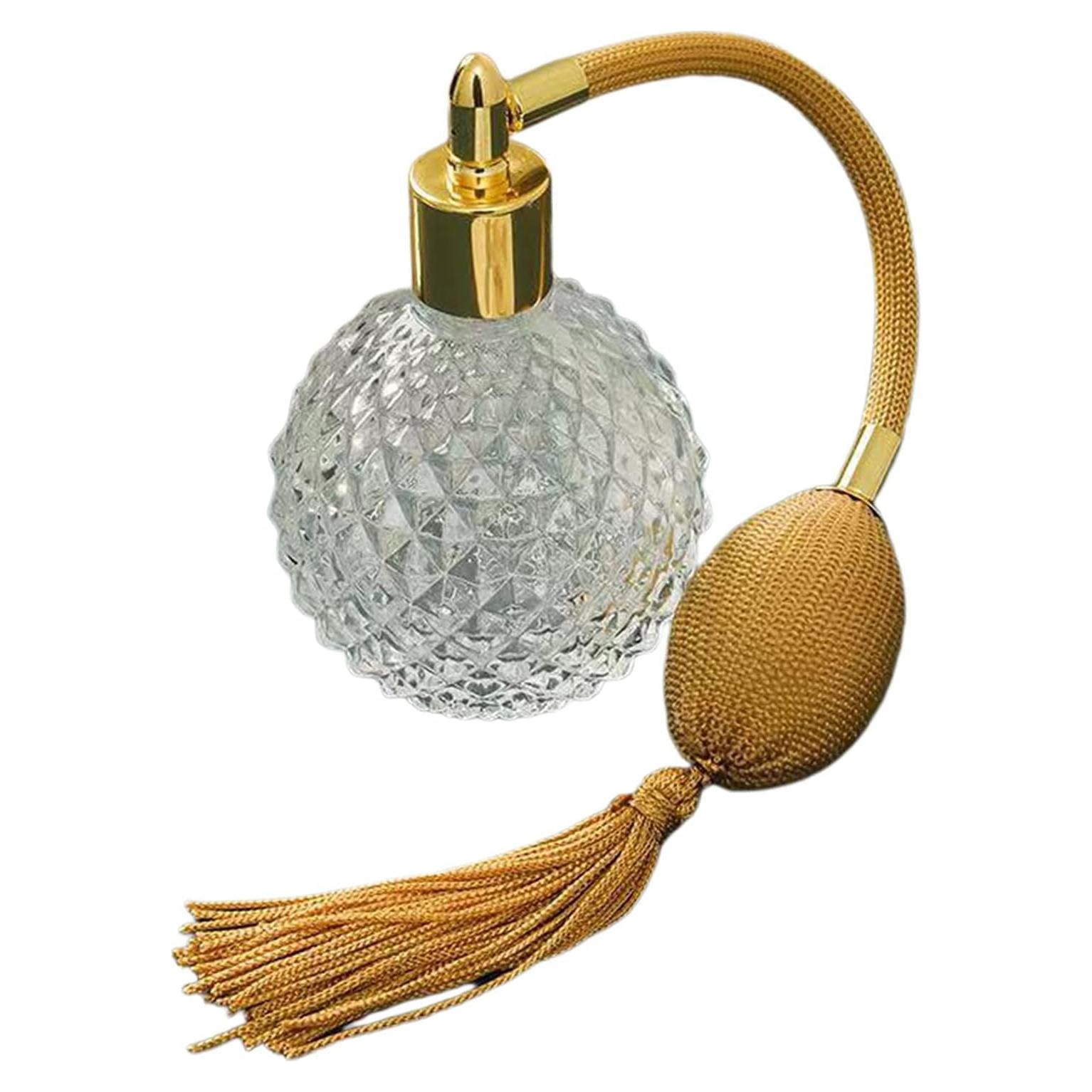 Botella de Perfume Vintage 100ml Topxome Vidrio Dorado Claro