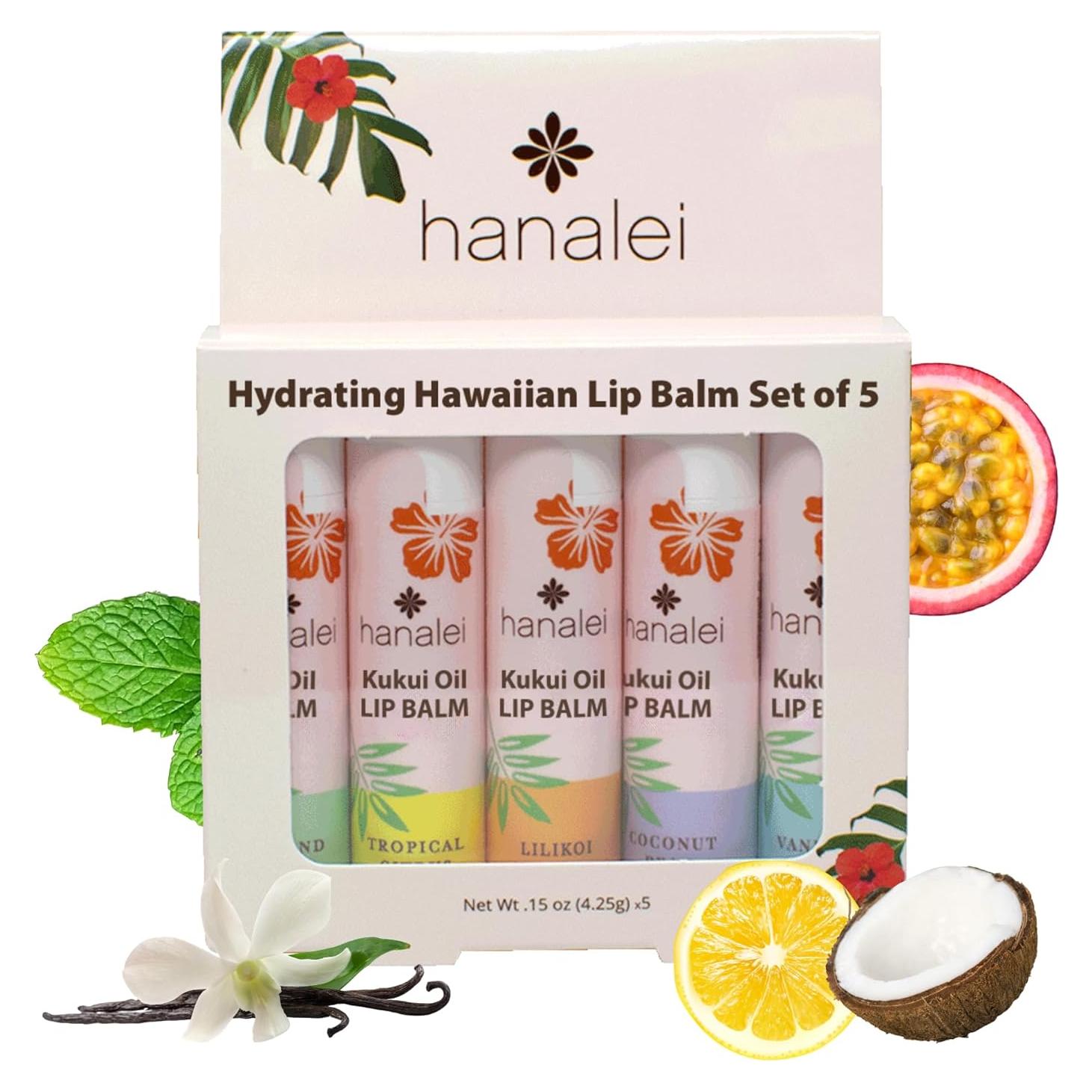 Set de 5 Balsamos Labiales Hanalei - Hidratación con Aceite de Kukui