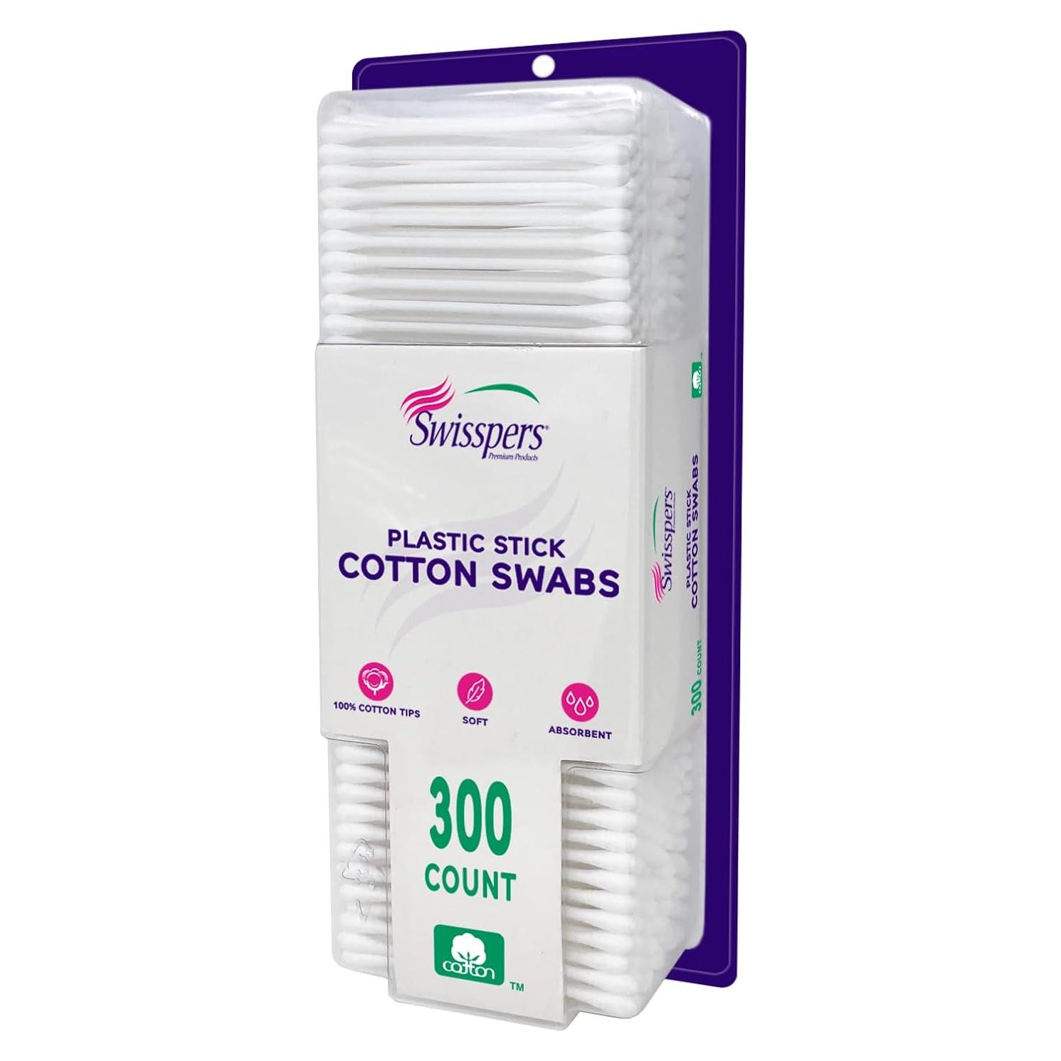 Hisopos Swisspers 100% Algodón Doble Punta 300 Unidades