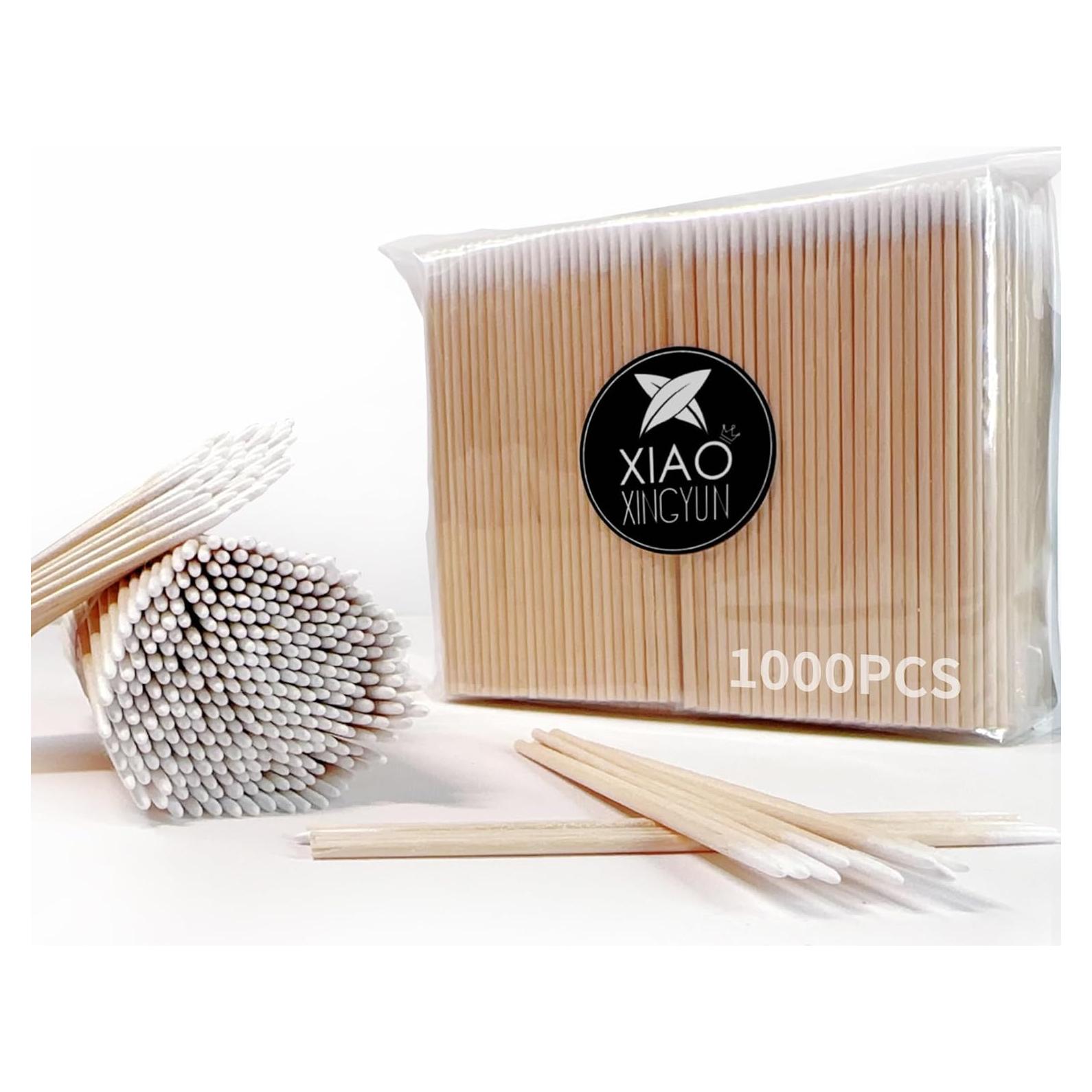 1000 Hisopos de Algodón Punta Fina MUZIYU 10.16 cm Microblading