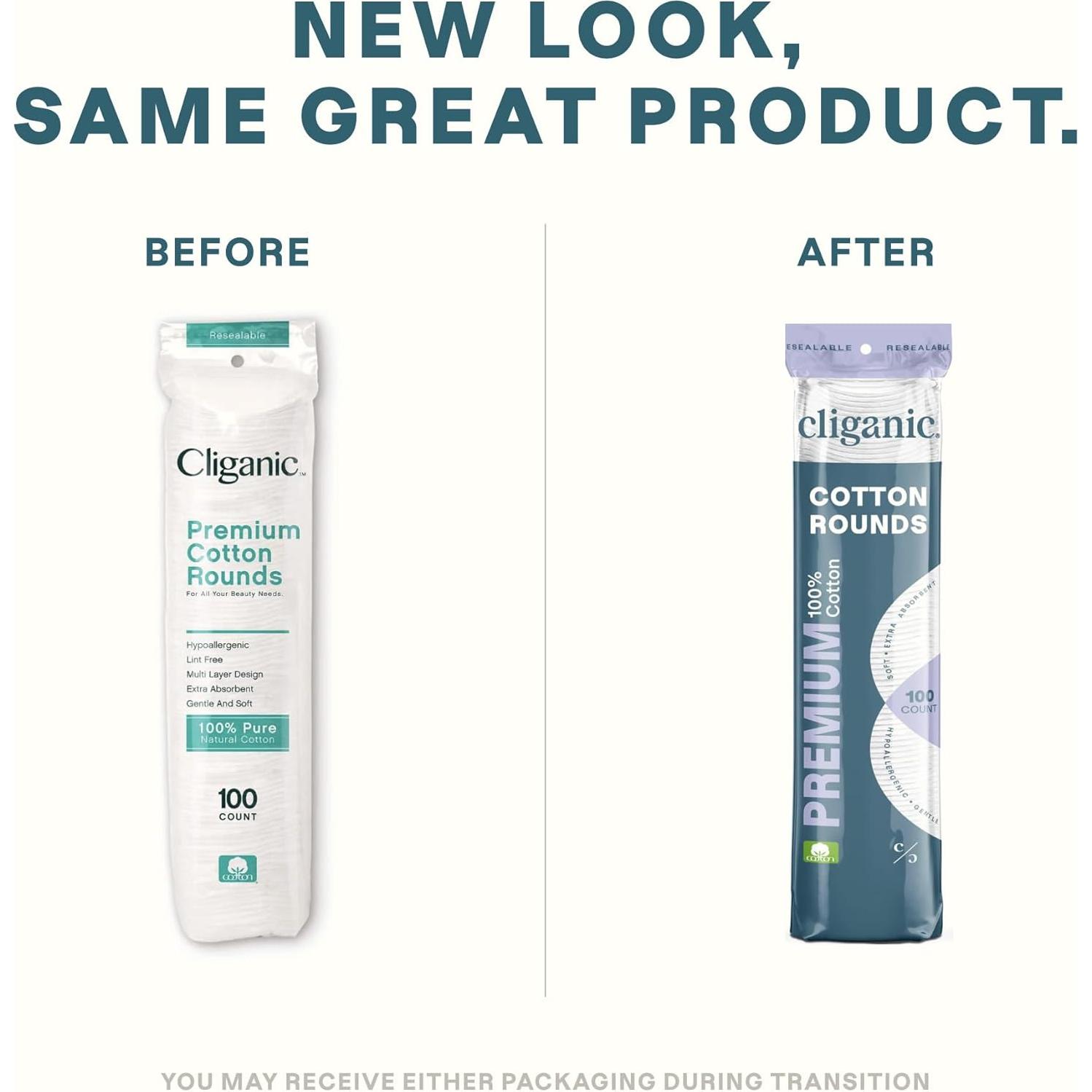 Rondas de Algodón Cliganic 300 Unidades Hipoalergénicas