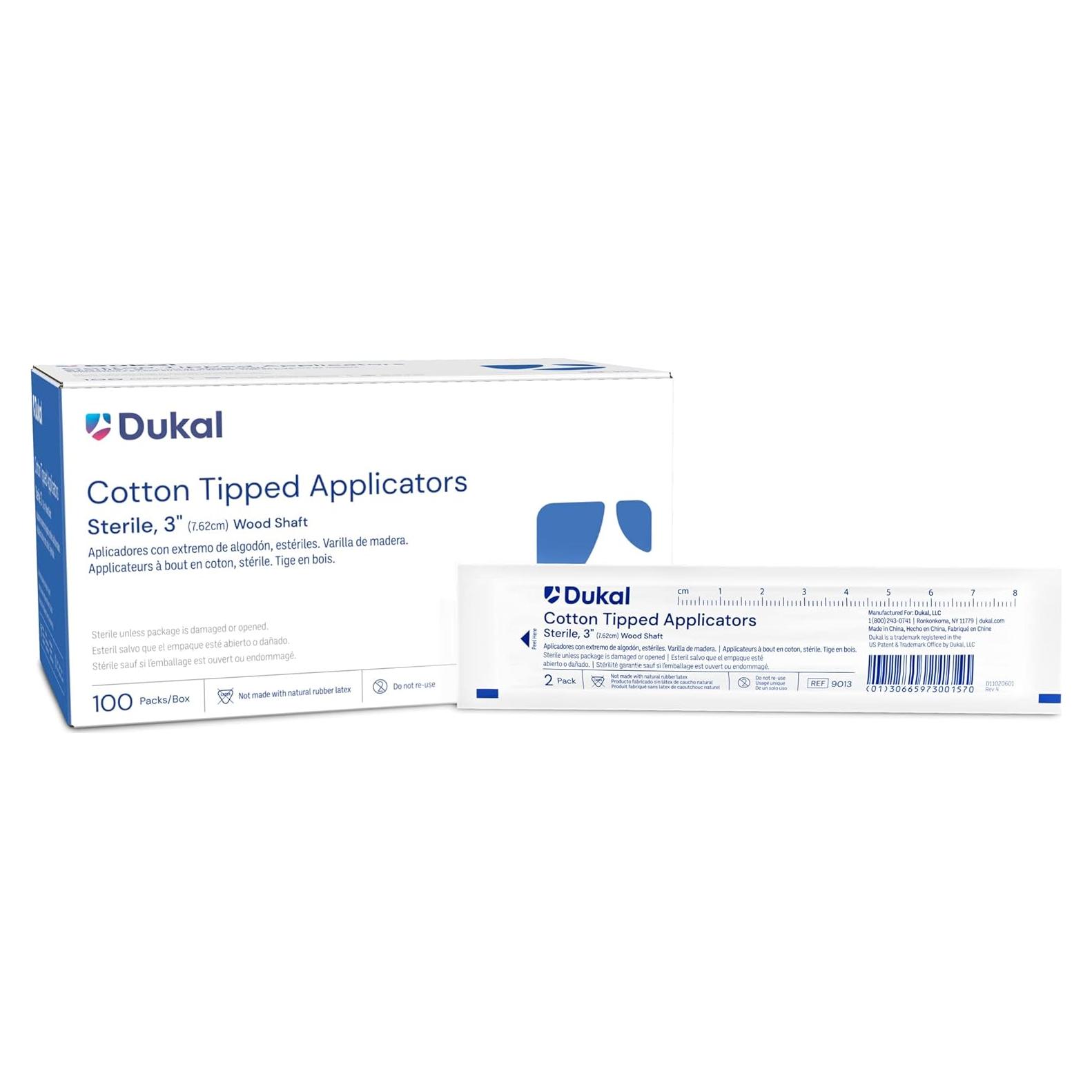 Aplicadores de Algodón Dukal 7.62 cm - 200 Bastoncillos Estériles