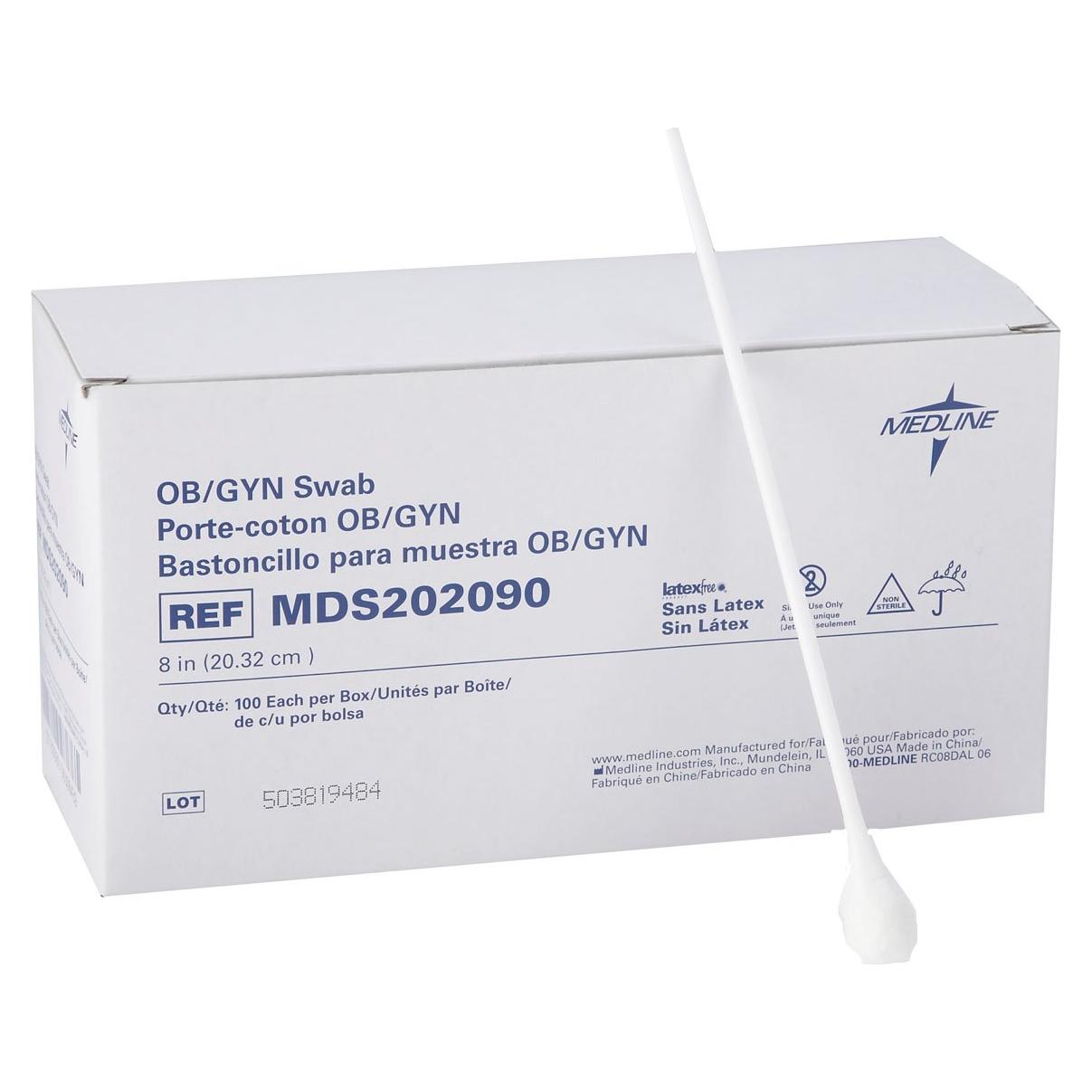 Hisopos No Estériles Medline OB/GYN 20.32 cm, Caja de 100