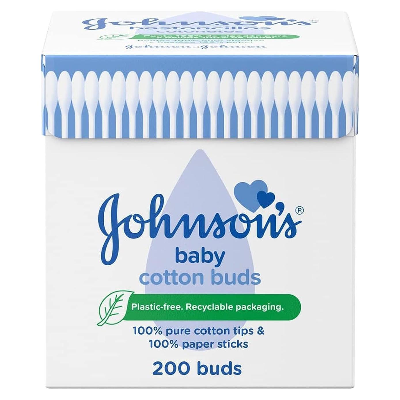 Bastones de Algodón Johnson's Baby 200 Unidades - Puro y Suave