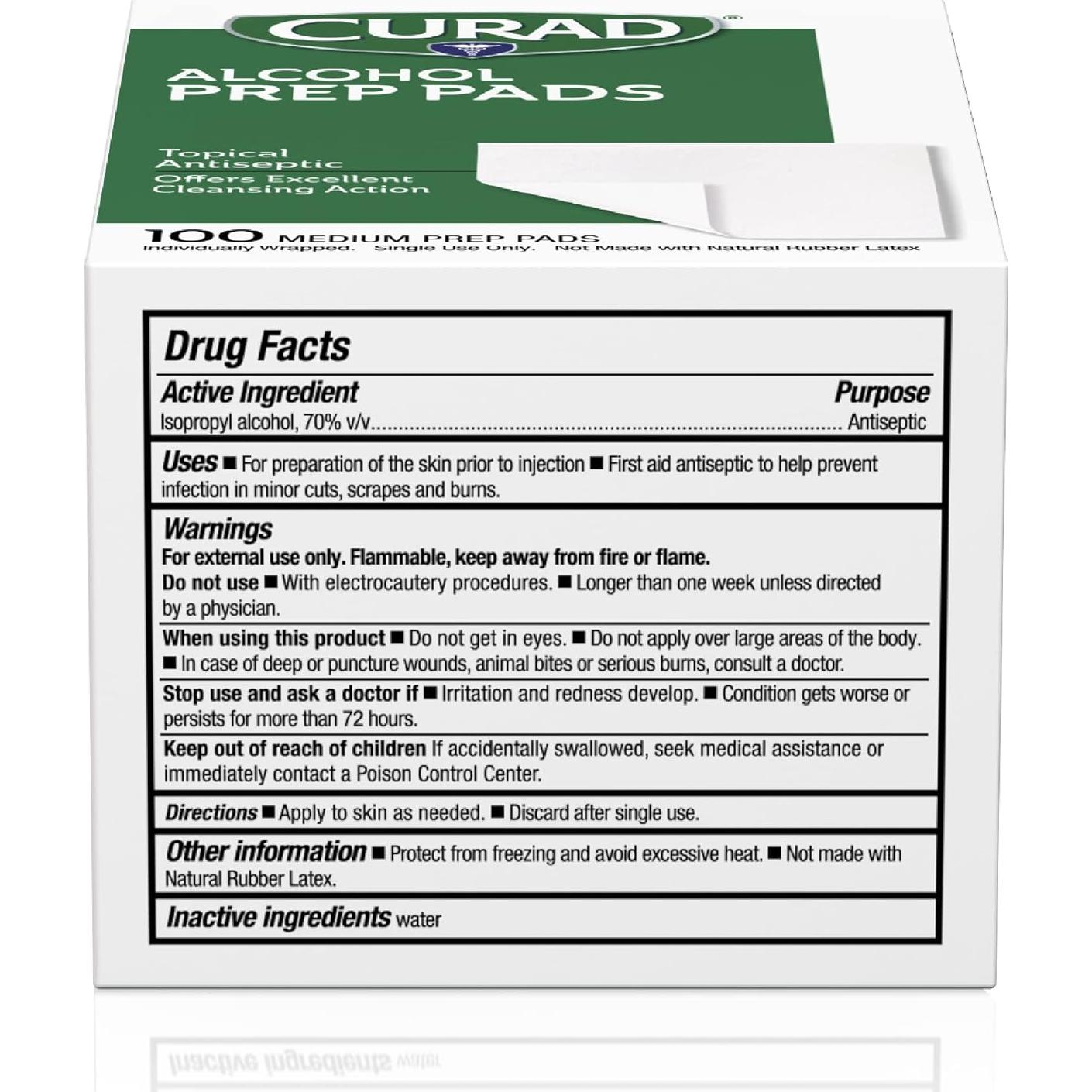 Toallitas de Alcohol CURAD Isopropílico 400 Piezas 70%