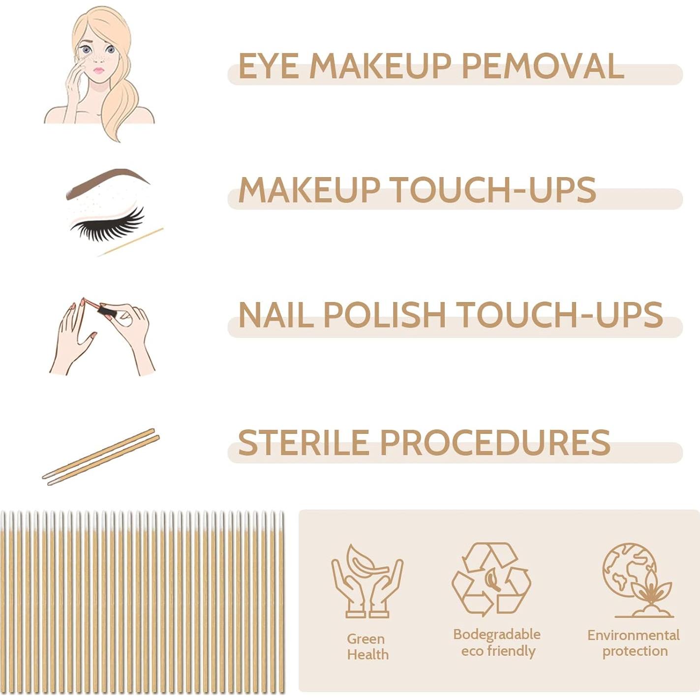 200 Hisopos de Algodón Punta Fina DZ5300 para Maquillaje