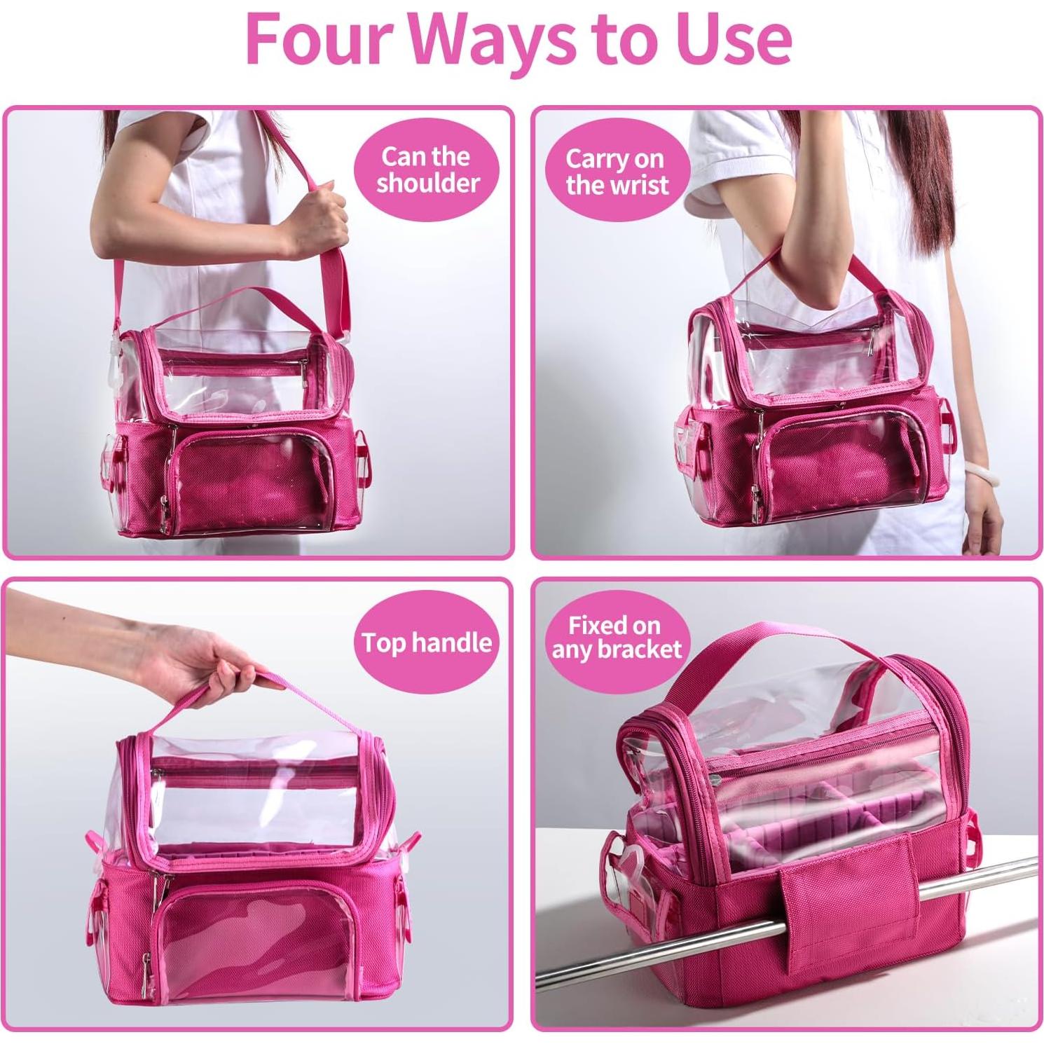 Bolsa de Maquillaje BS-MALL Rosa Fucsia Organizador PVC