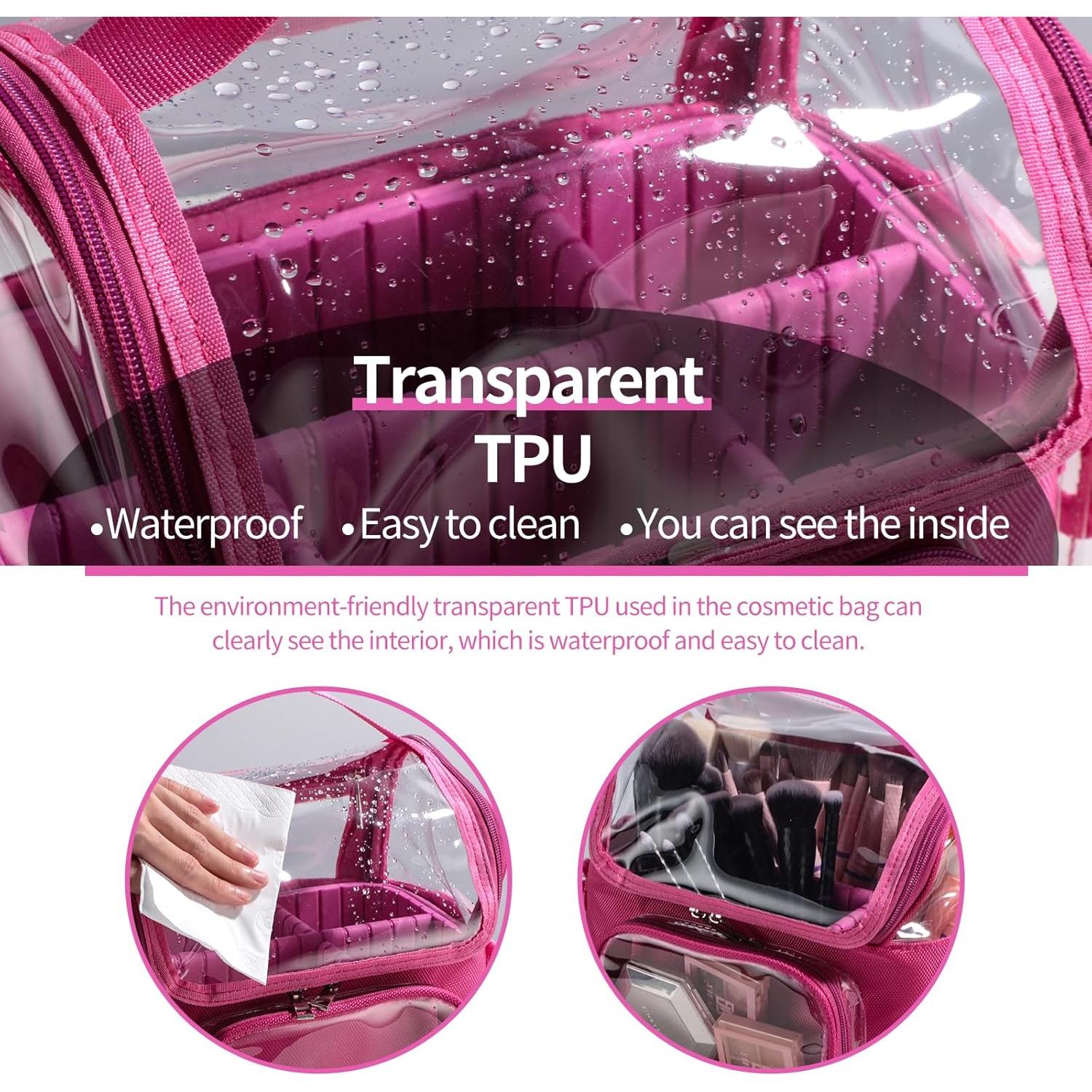 Bolsa de Maquillaje BS-MALL Rosa Fucsia Organizador PVC