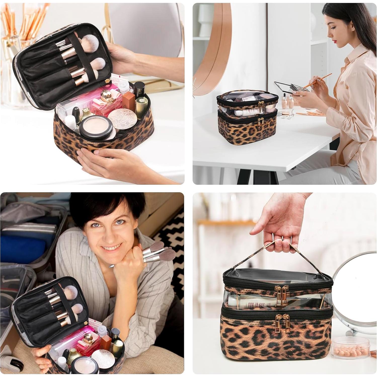 Bolsa de Cosméticos Impermeable Imerelez Leopardo 22x16.5x15cm