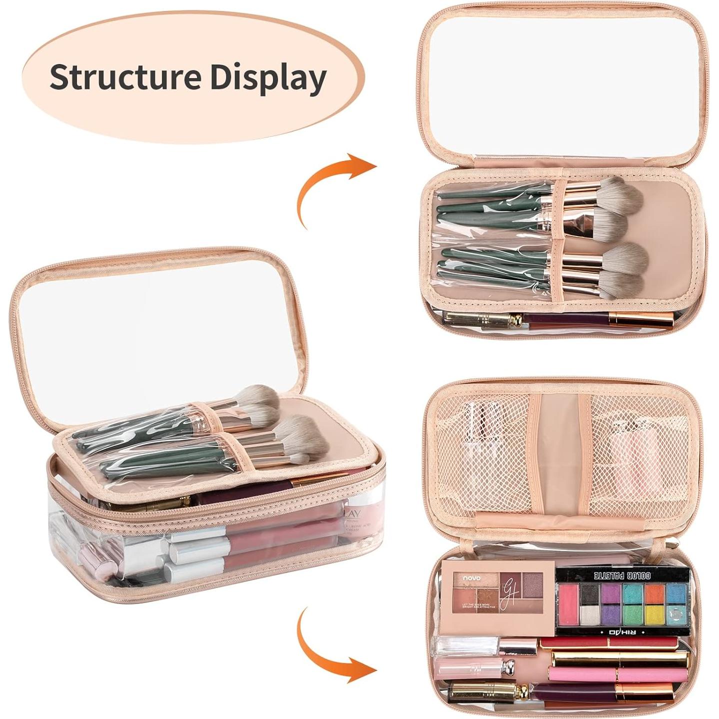 Bolsa de Maquillaje Transparente OCHEAL Oro Rosa 24.1x14x8.9cm