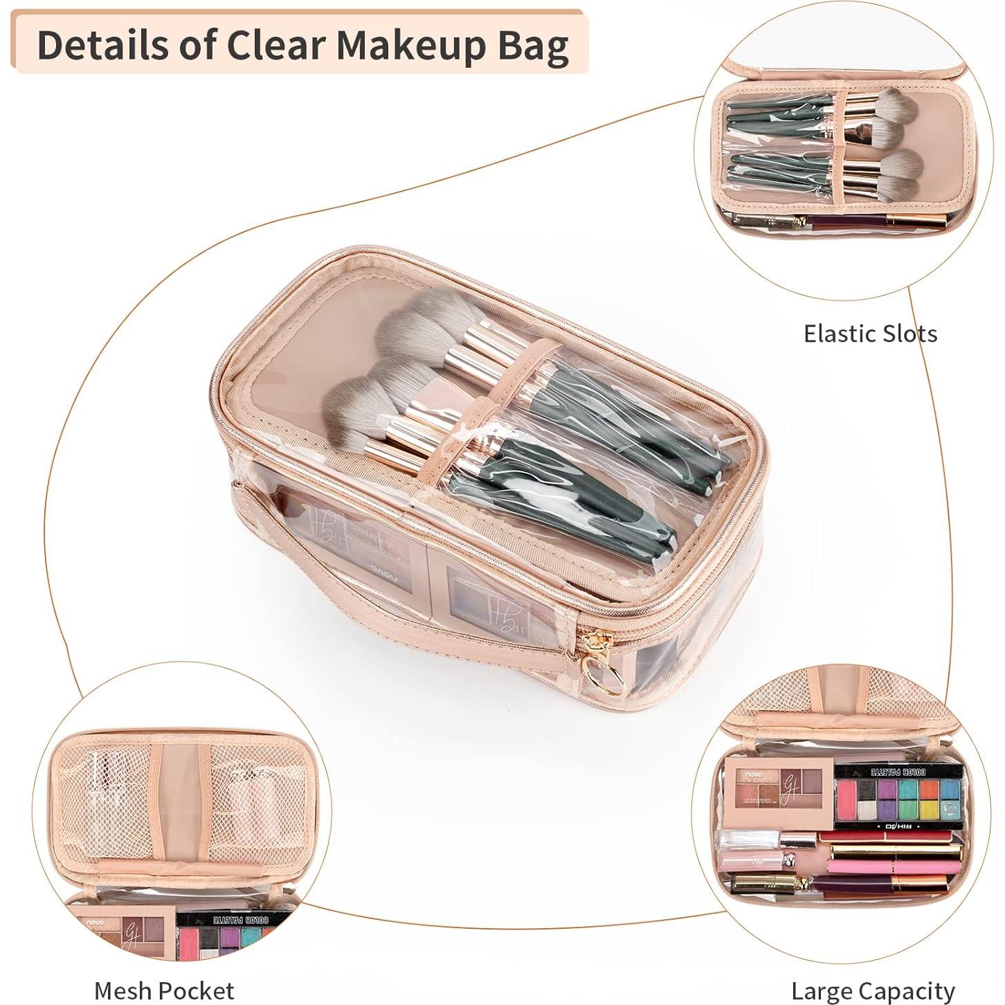 Bolsa de Maquillaje Transparente OCHEAL Oro Rosa 24.1x14x8.9cm