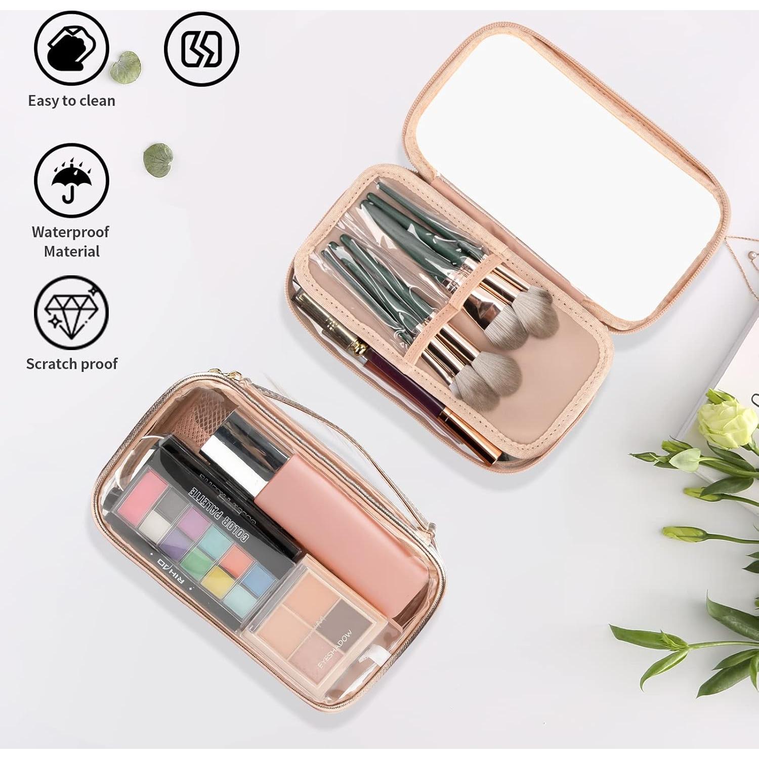 Bolsa de Maquillaje Transparente OCHEAL Oro Rosa 24.1x14x8.9cm