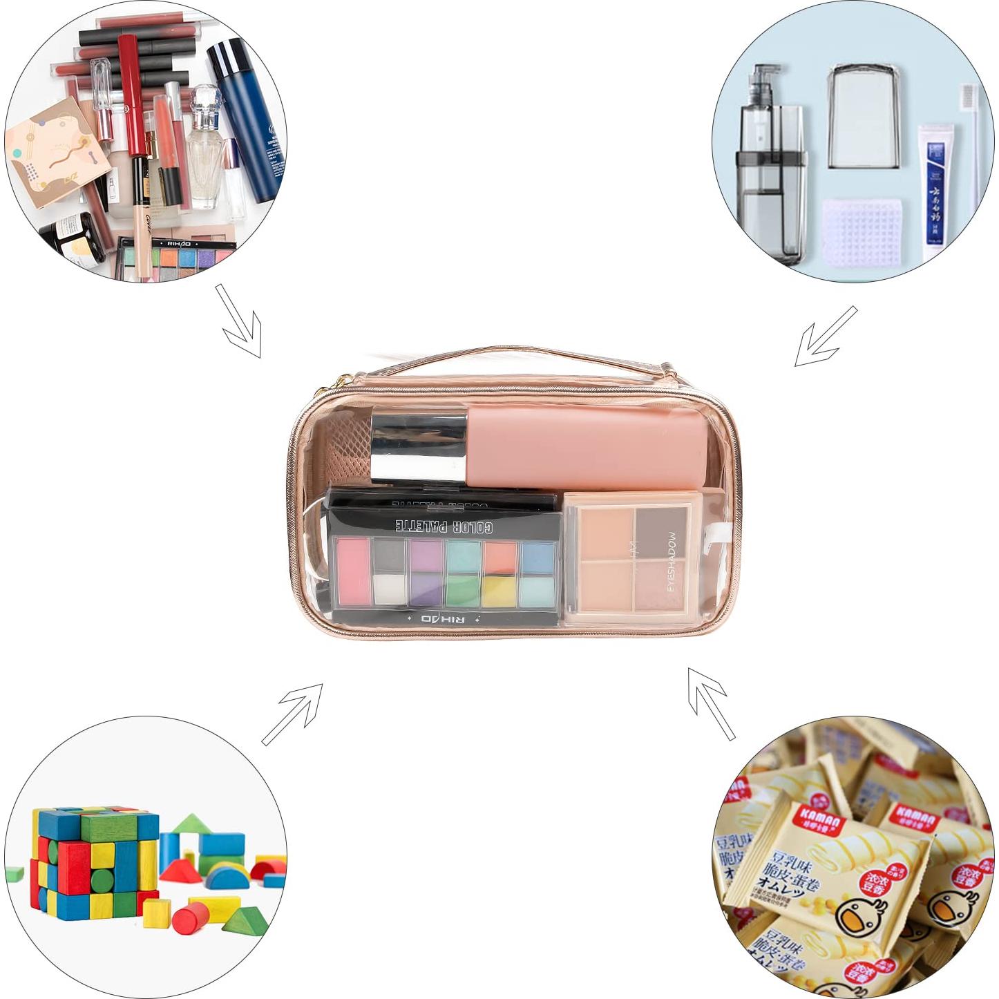 Bolsa de Maquillaje Transparente OCHEAL Oro Rosa 24.1x14x8.9cm