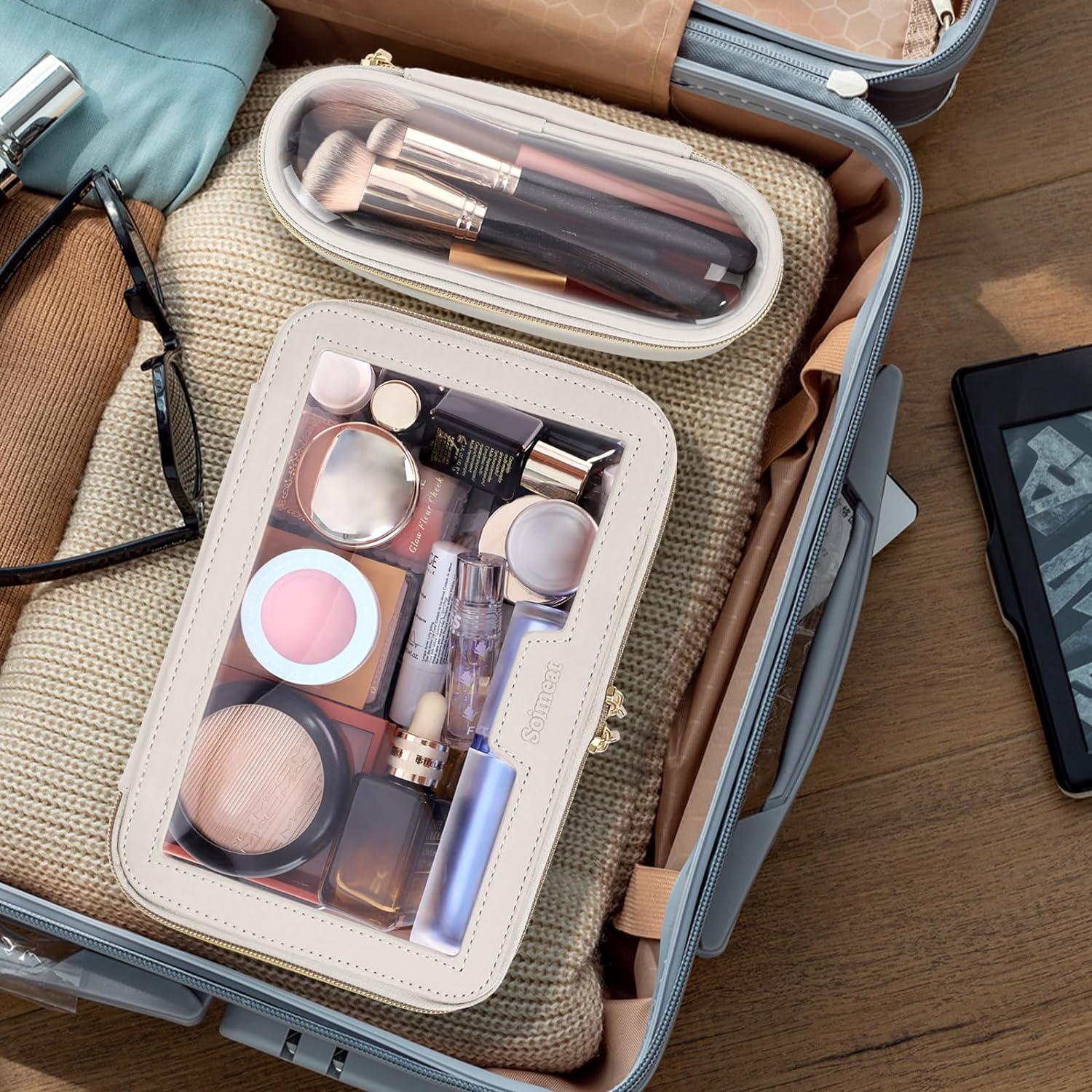 Bolsa de Maquillaje Transparente Soimeat con Estuche para Brochas