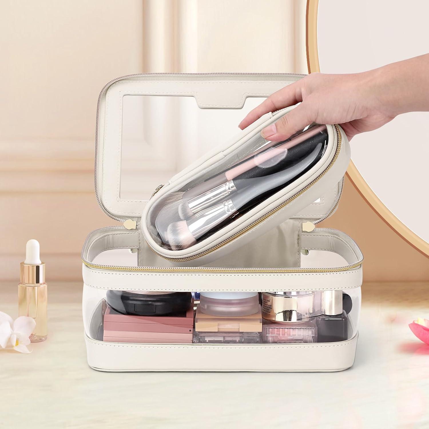 Bolsa de Maquillaje Transparente Soimeat con Estuche para Brochas