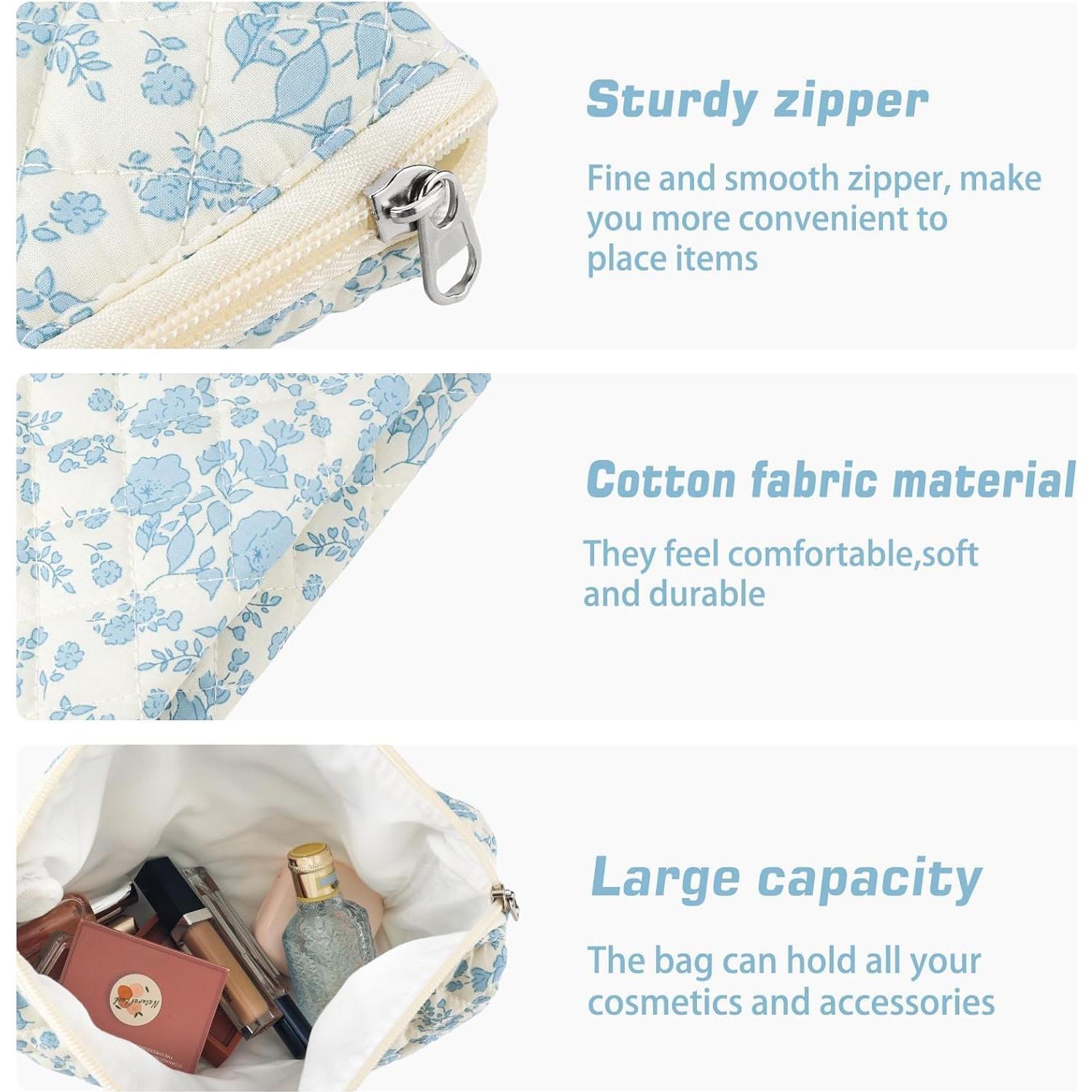 Juego de 3 Bolsas de Maquillaje Acolchadas URSKYTOUS Floral