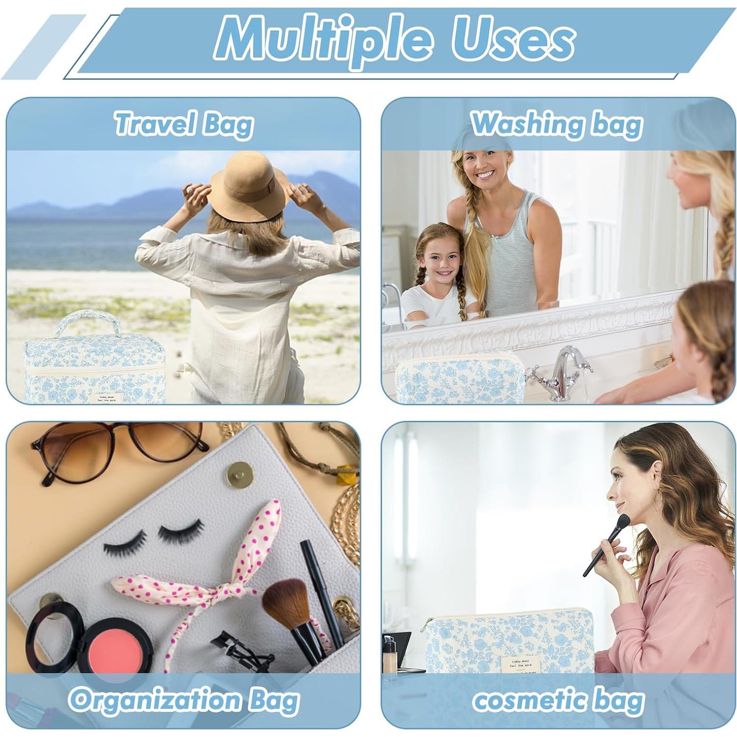 Juego de 3 Bolsas de Maquillaje Acolchadas URSKYTOUS Floral