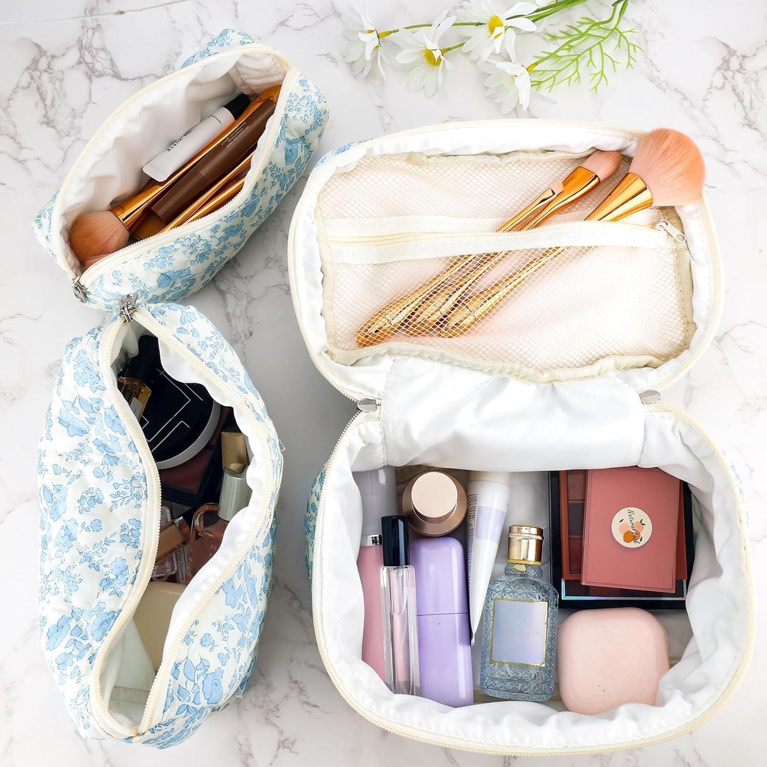 Juego de 3 Bolsas de Maquillaje Acolchadas URSKYTOUS Floral