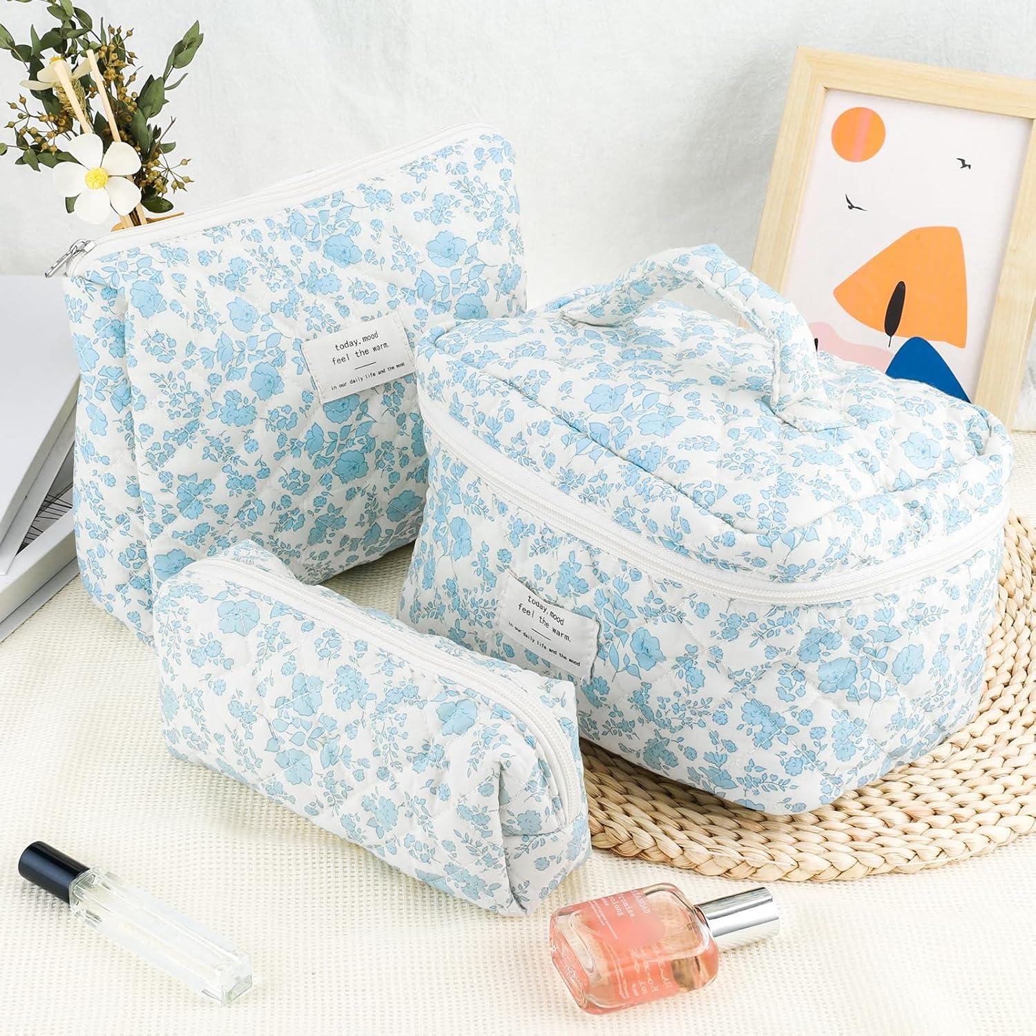 Juego de 3 Bolsas de Maquillaje Acolchadas URSKYTOUS Floral