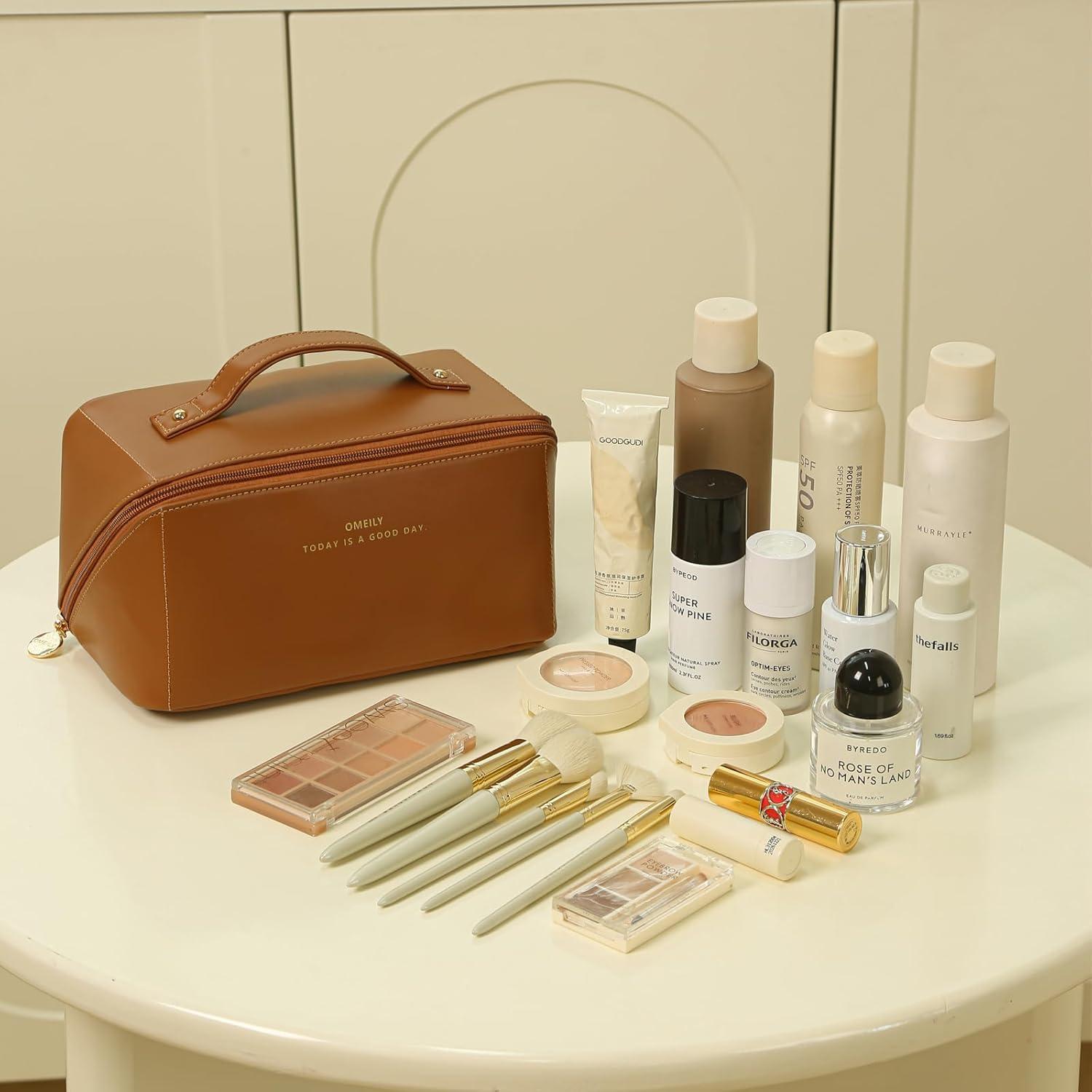 Organizador de Maquillaje de Viaje Omeily Marrón 24.1x13.2x13.2 cm