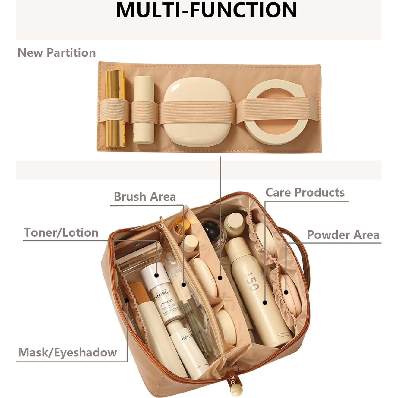 Organizador de Maquillaje de Viaje Omeily Marrón 24.1x13.2x13.2 cm