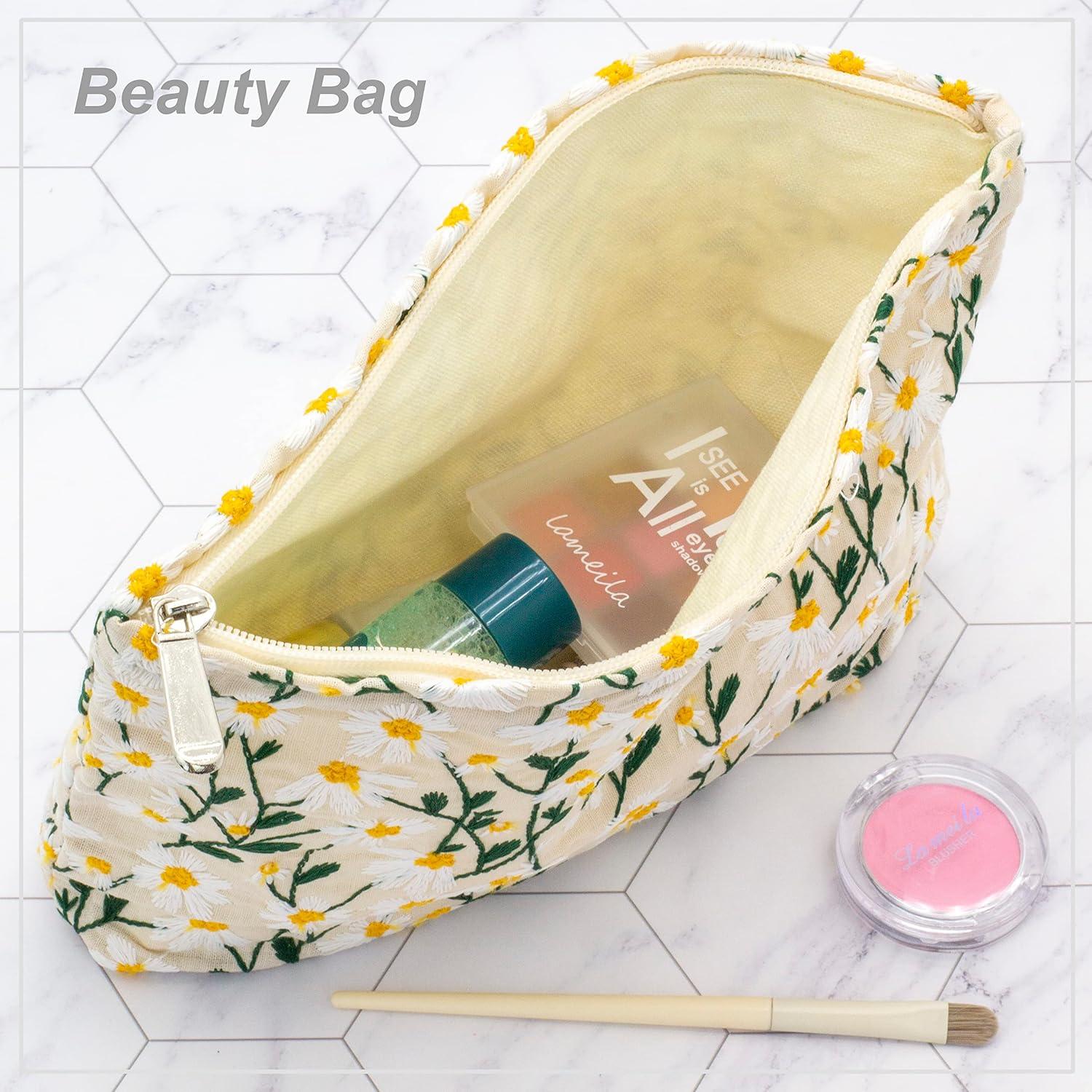 Neceser Cosmético Grande PAZIMIIK Lona Blanca 26x18 cm