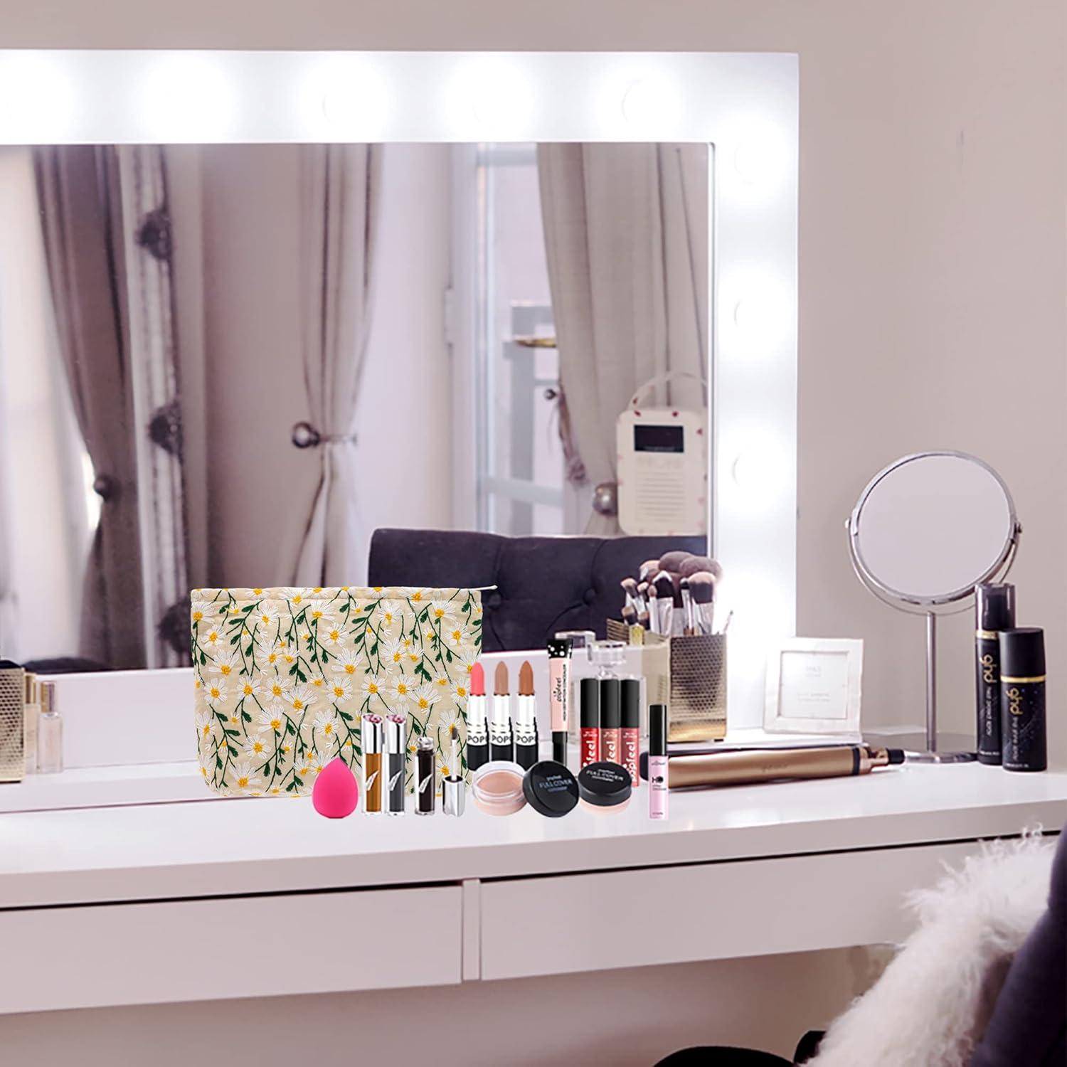 Neceser Cosmético Grande PAZIMIIK Lona Blanca 26x18 cm