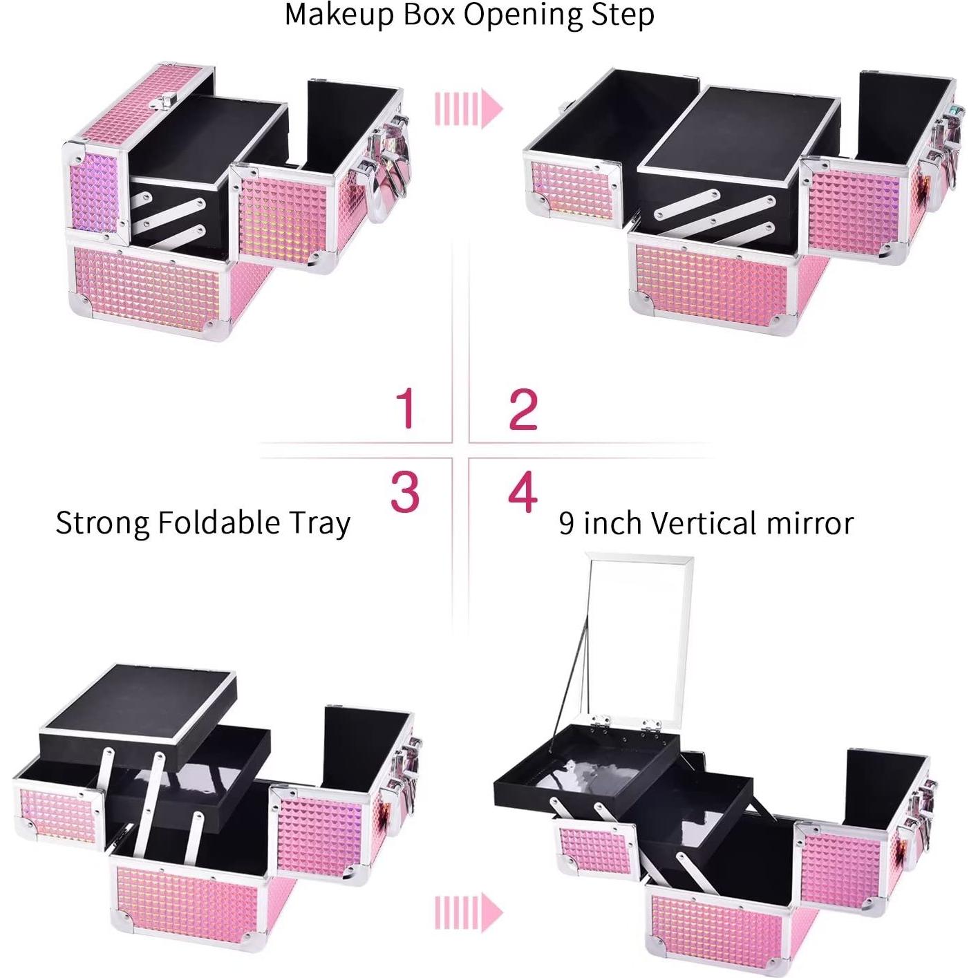 Estuche de Maquillaje Joligrace Rosa 24x18x17 cm con Espejo