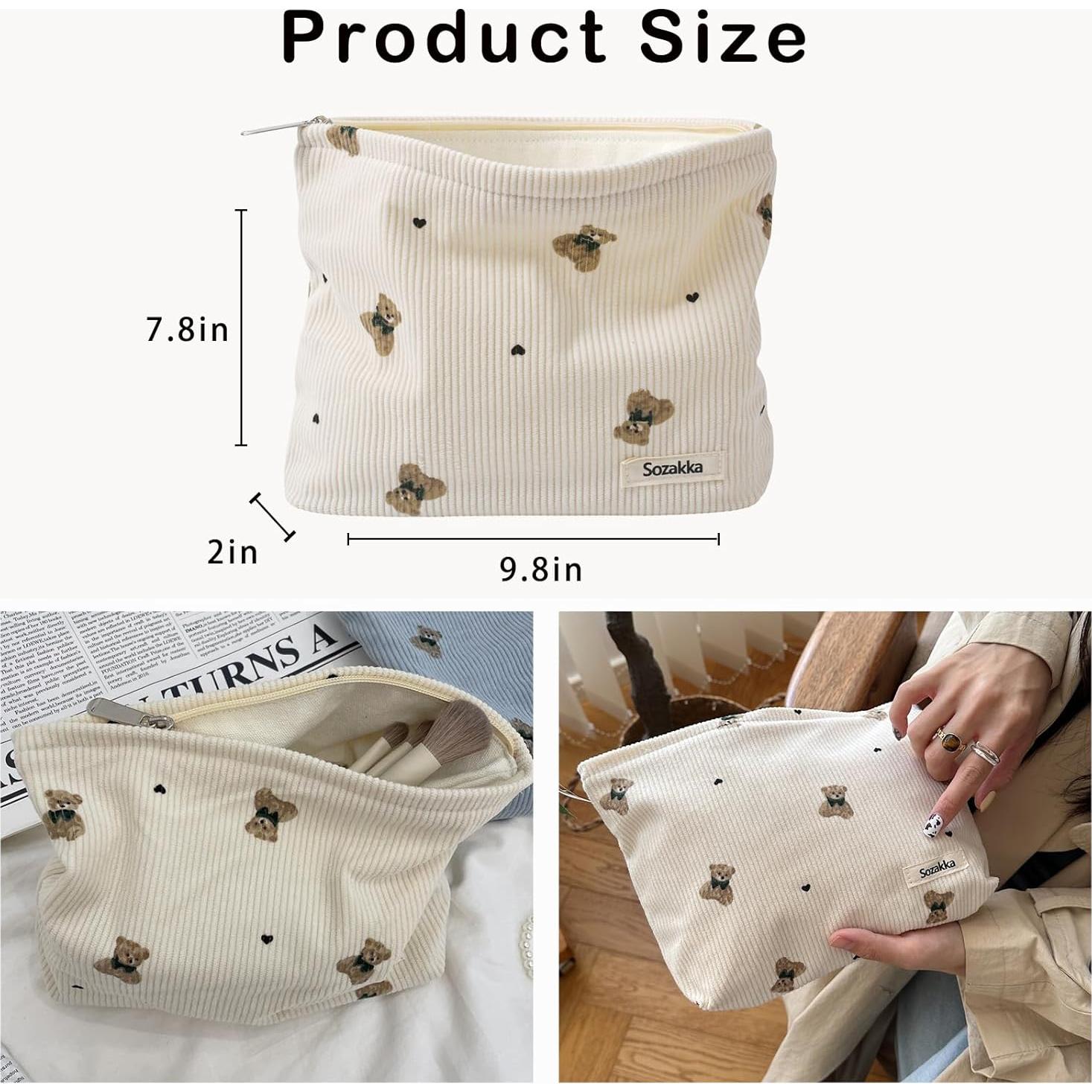 Bolsa de Maquillaje Terciopelo Coquette 24.9x19.8cm Beige