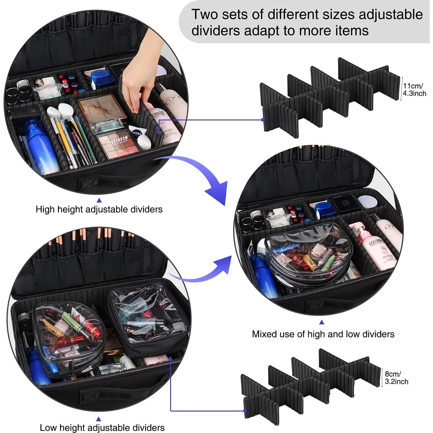 Estuche de Maquillaje Extra Grande Relavel Negro con Divisores