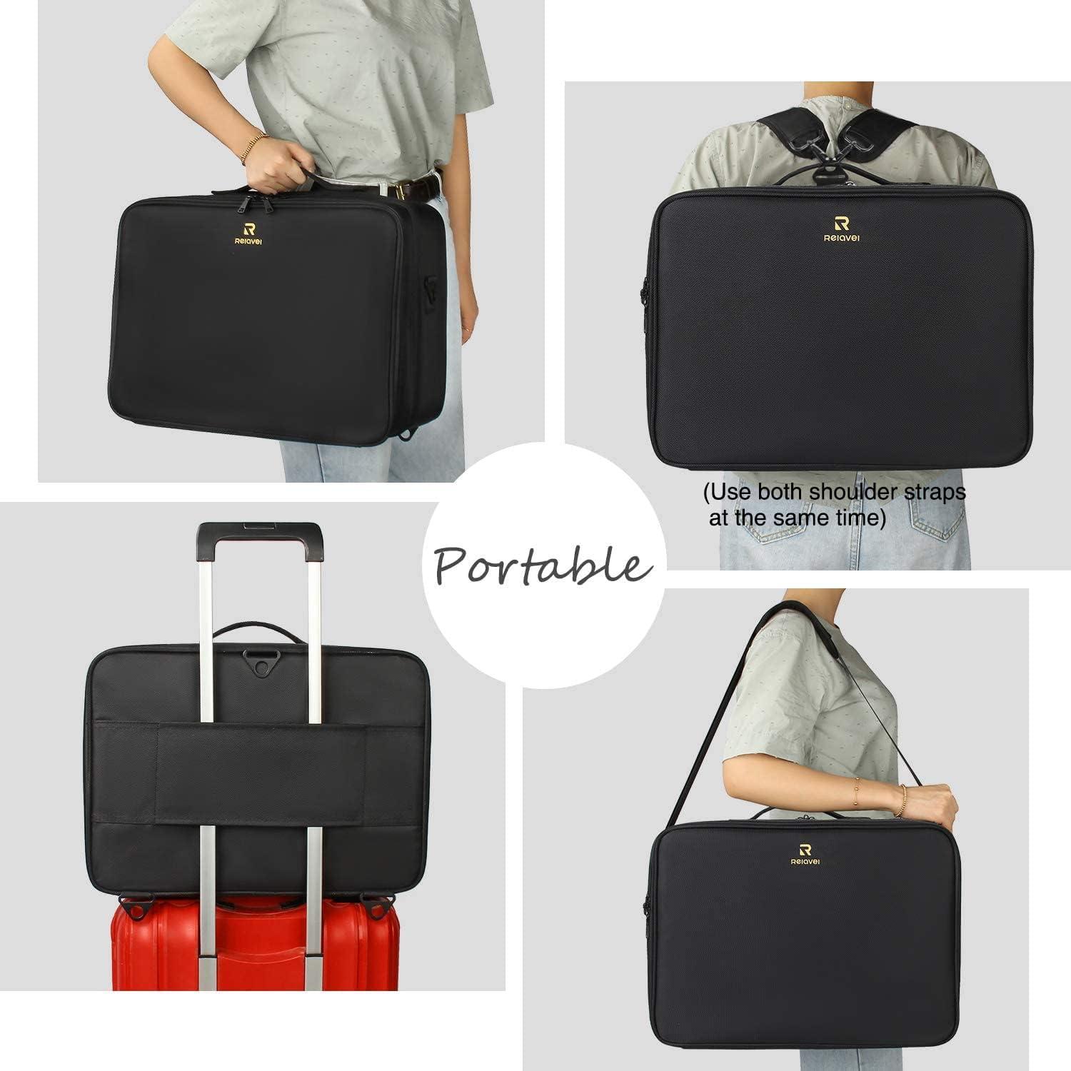 Estuche de Maquillaje Extra Grande Relavel Negro con Divisores