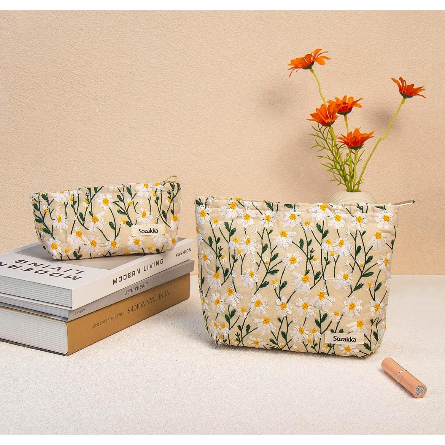 Set de 2 Bolsas de Maquillaje Getgto - Floral y Compactas