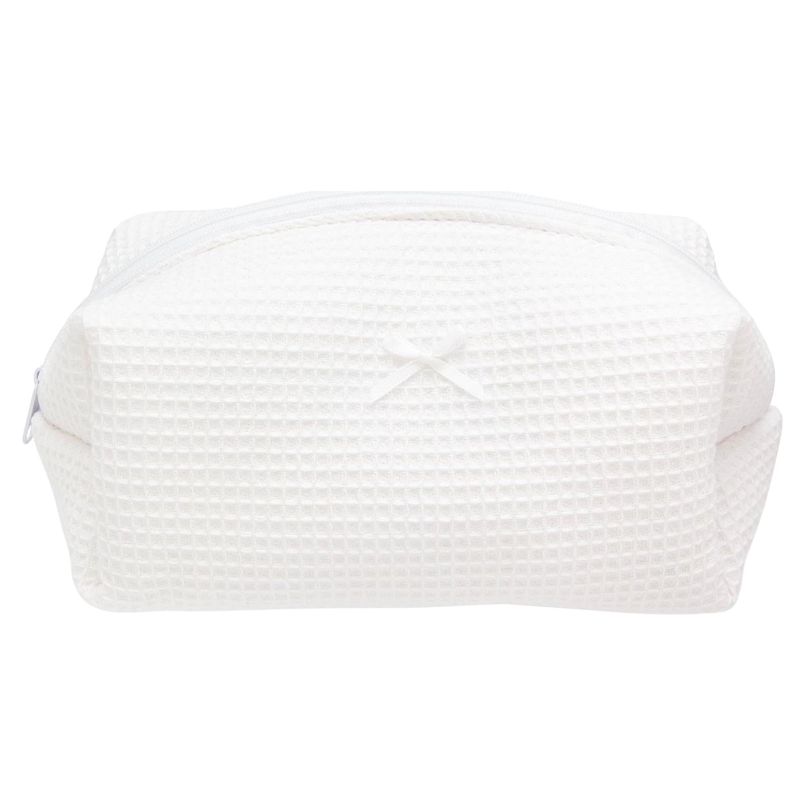 Bolsa de Maquillaje PAZIMIIK Cuadro de Waffle Blanco 20x11x7cm