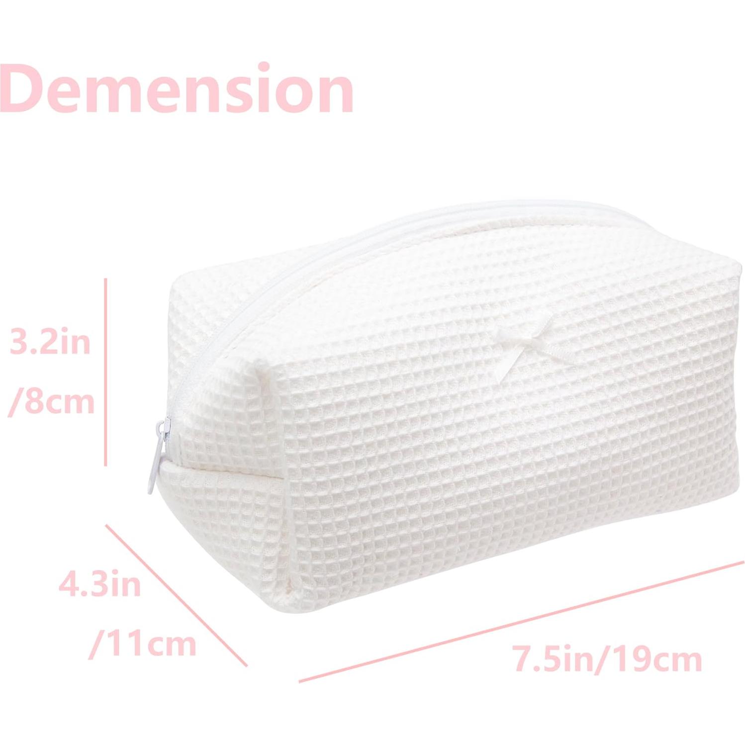 Bolsa de Maquillaje PAZIMIIK Cuadro de Waffle Blanco 20x11x7cm