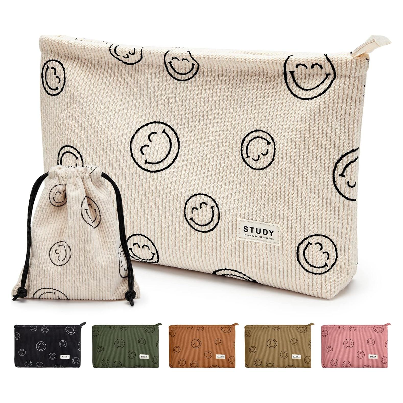 Bolsa de Maquillaje WLLWOO 2 Piezas Impermeable Corduroy