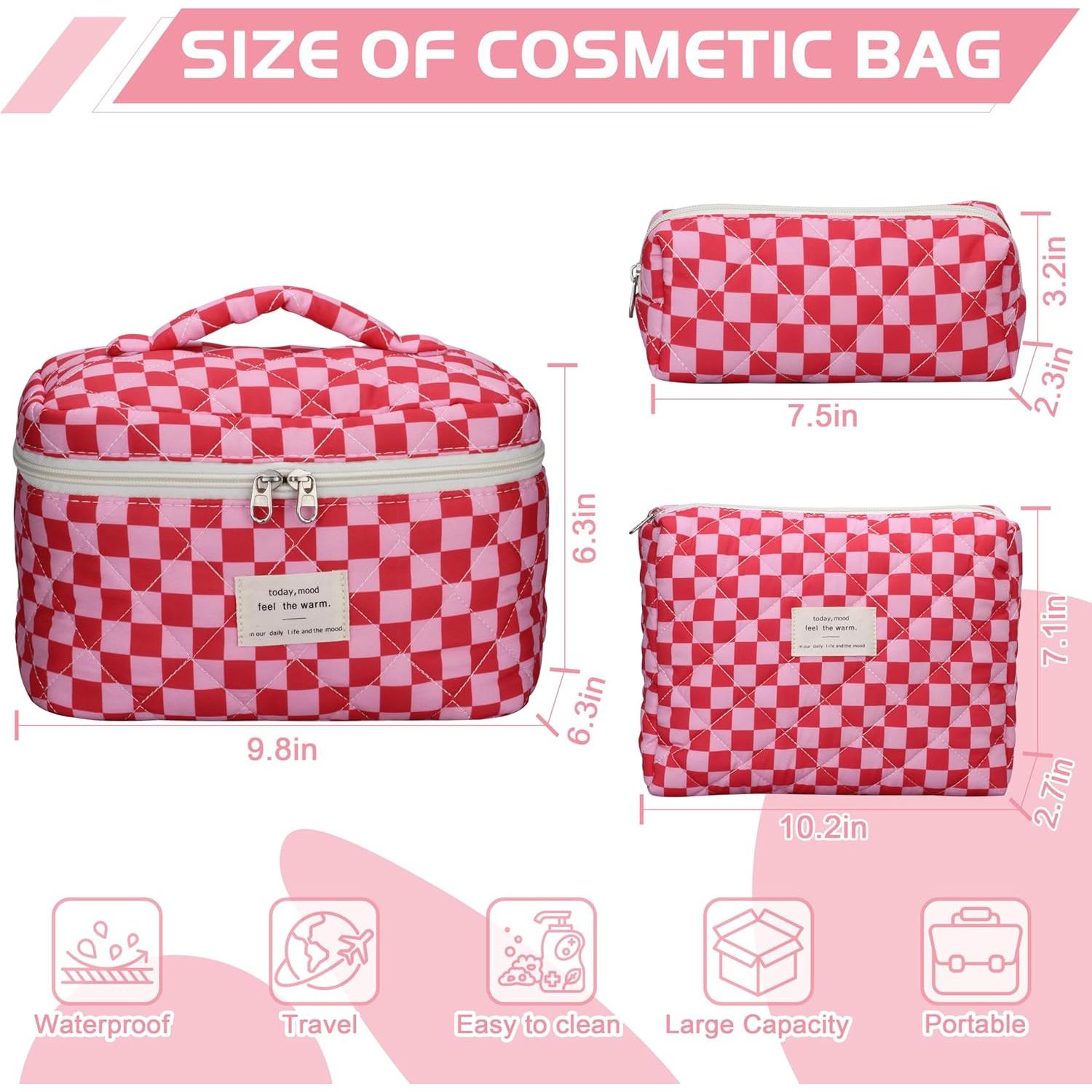 Juego de 3 Bolsas de Maquillaje Acolchadas TESAFNG Floral