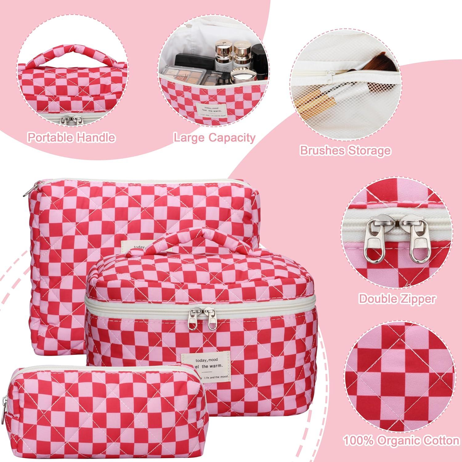 Juego de 3 Bolsas de Maquillaje Acolchadas TESAFNG Floral