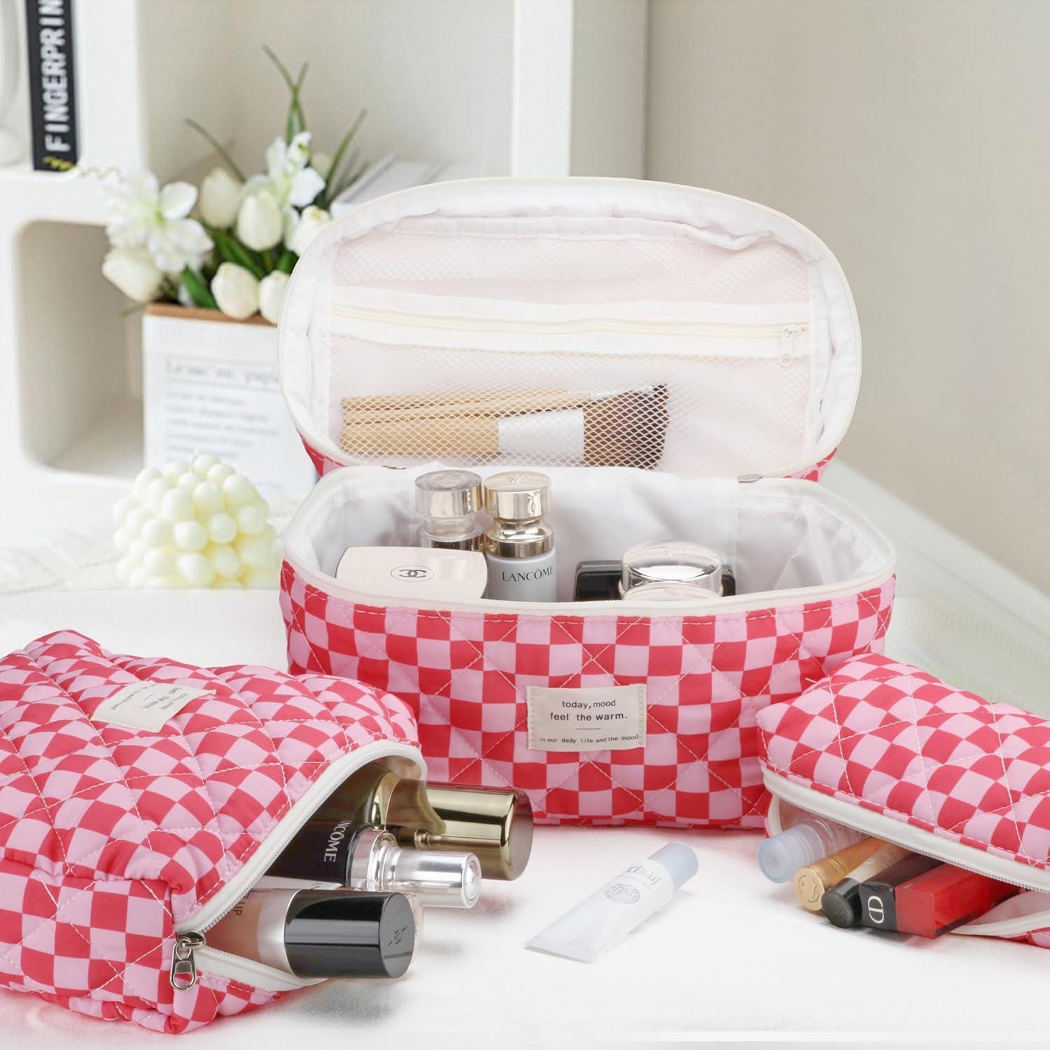 Juego de 3 Bolsas de Maquillaje Acolchadas TESAFNG Floral