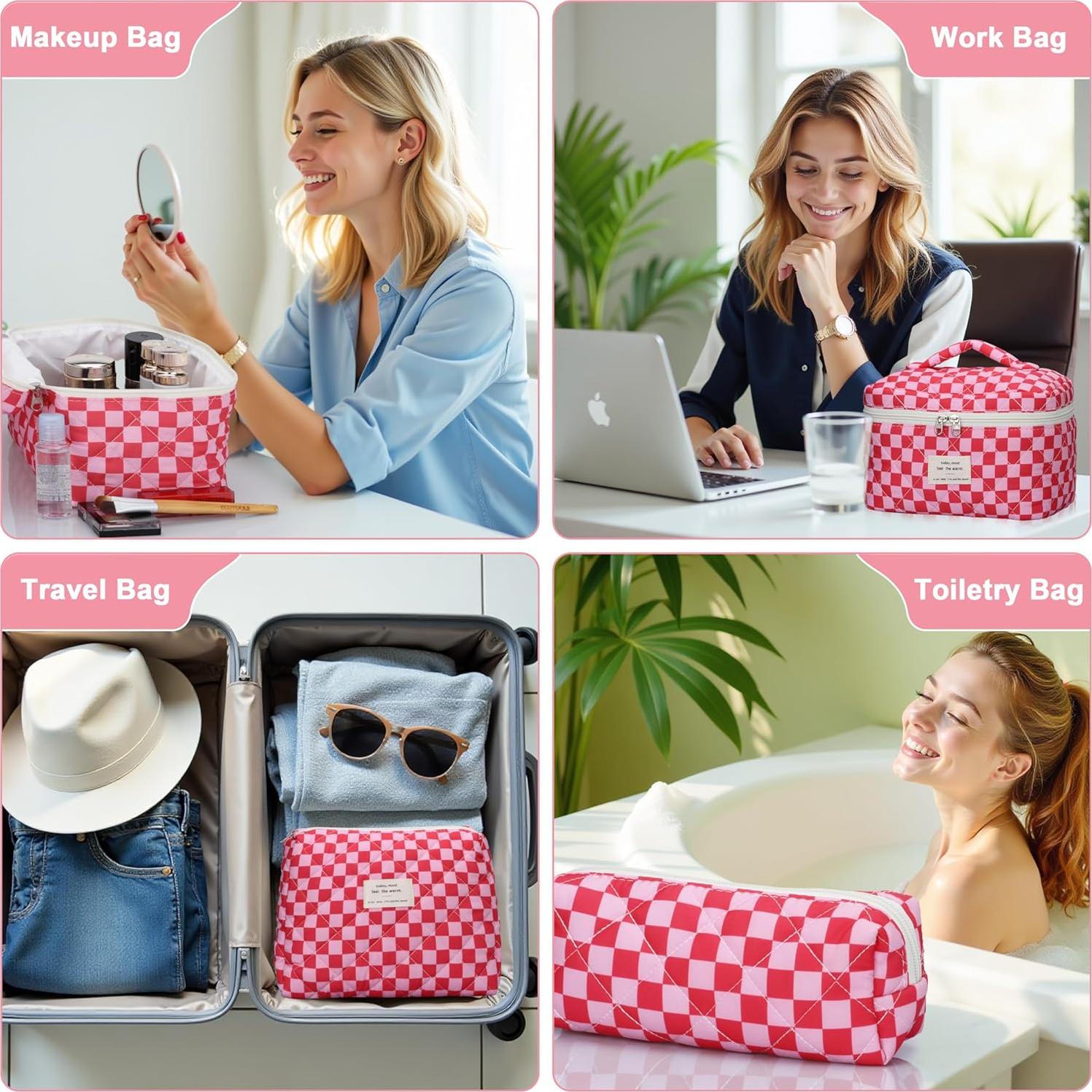 Juego de 3 Bolsas de Maquillaje Acolchadas TESAFNG Floral