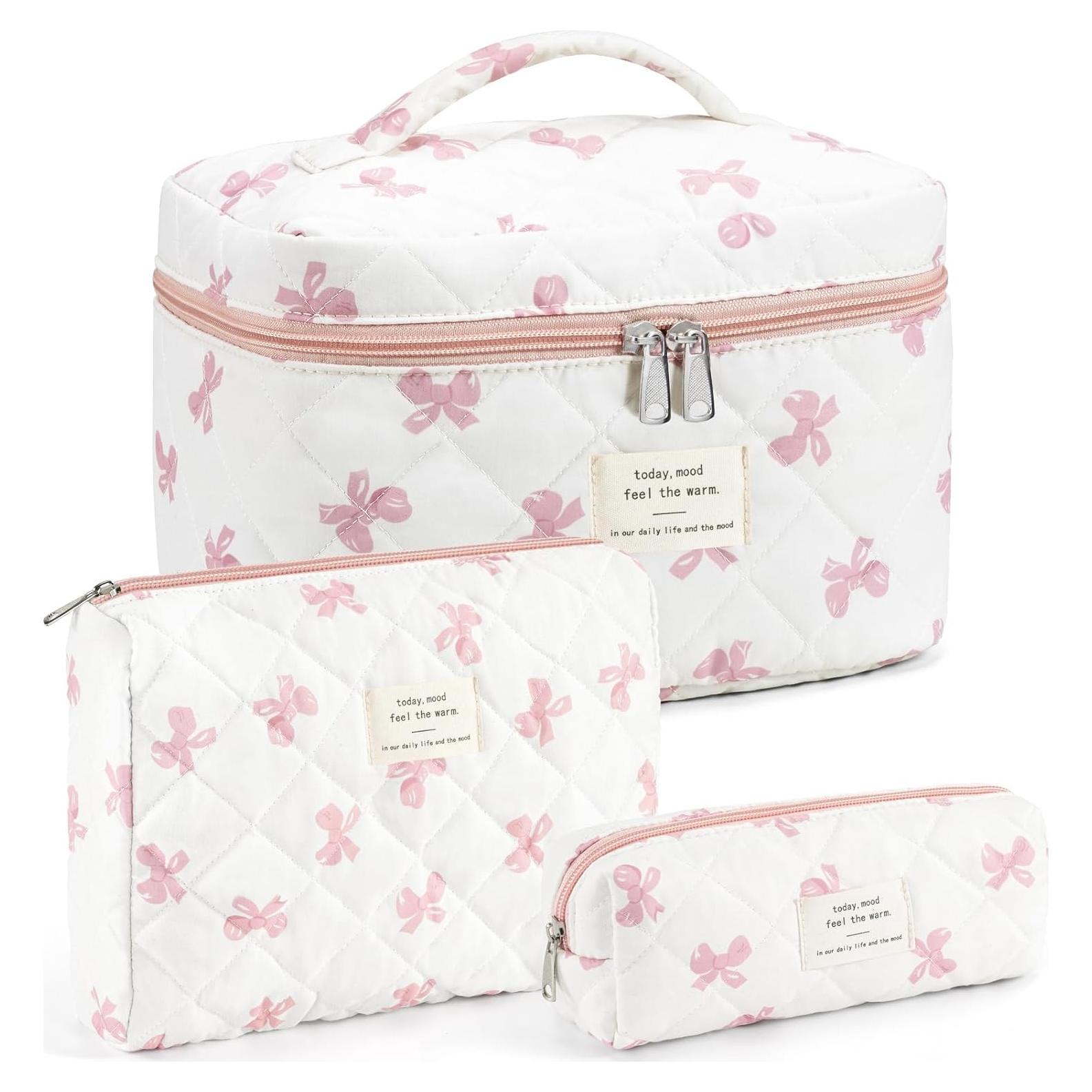 Bolsa de Maquillaje Acolchada UUYUUY 3PCS Algodón Floral
