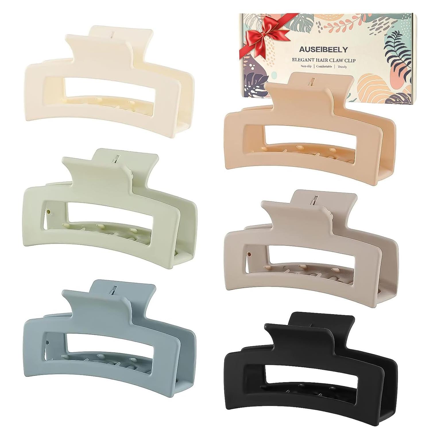 Paquete de 6 Clips de Garra Auseibeely para Cabello Fino