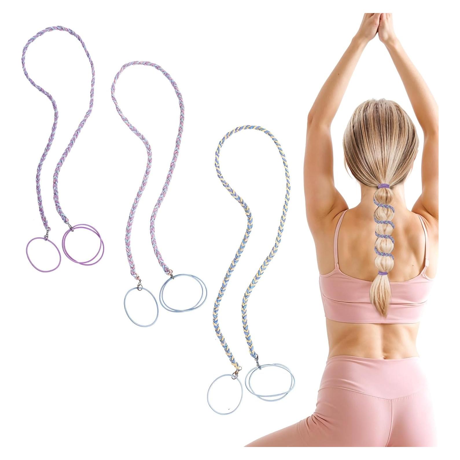 3 Sujetadores de Cabello Deportivos JIYIN 64cm Espiral Elástico