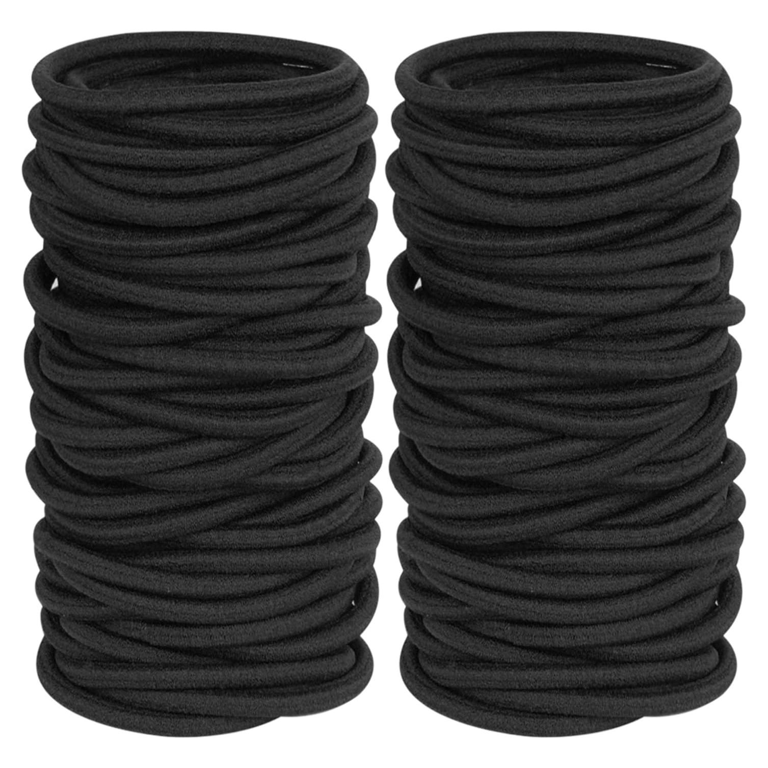 120 Gomas Elásticas Negras para Cabello Grueso GOSICUKA