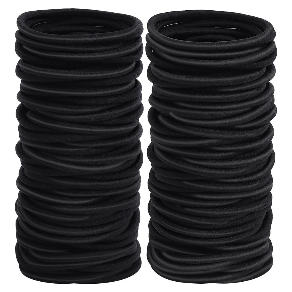 100 Gomas de Pelo Negras Sderoq 4mm para Cabello Grueso