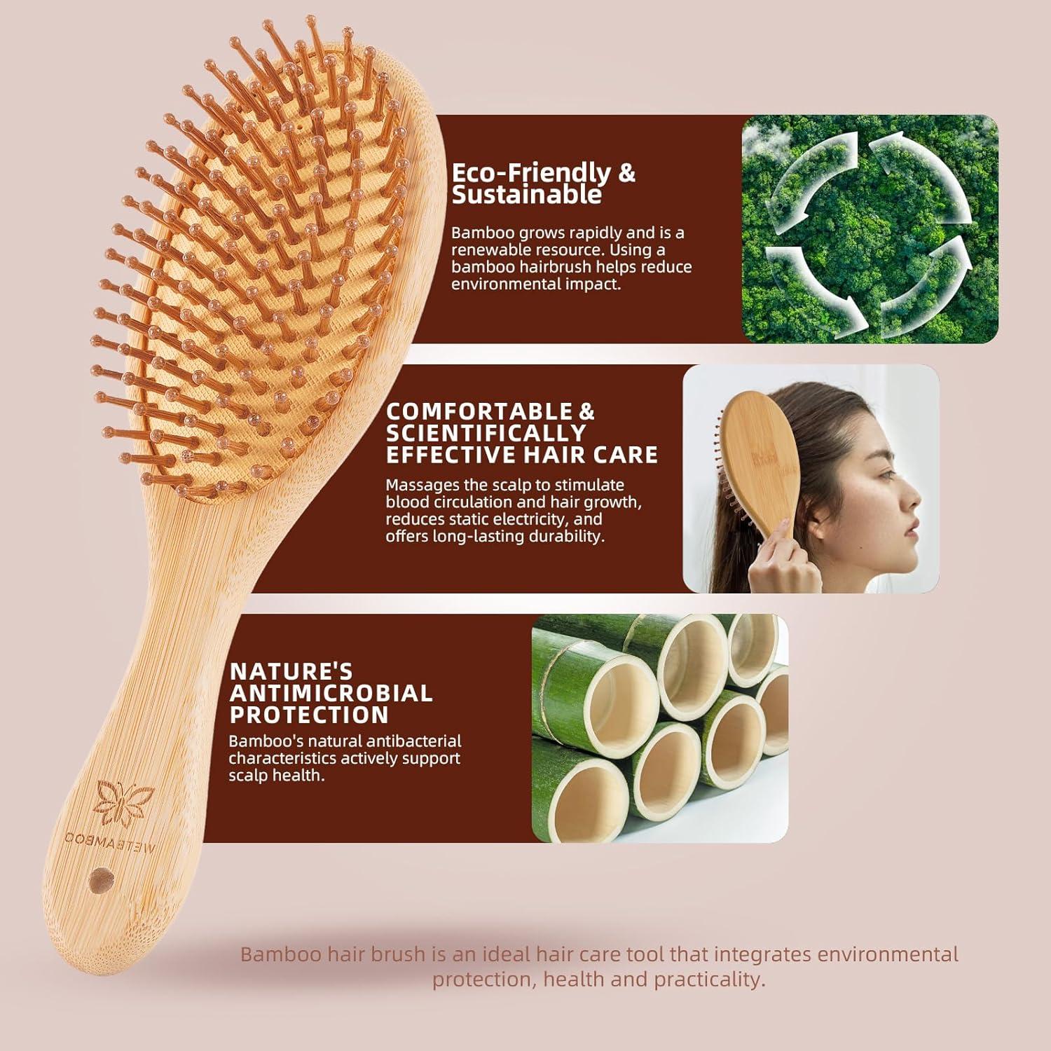 Cepillo de Pelo de Bambú WetBamboo - Desenredante Húmedo/Seco