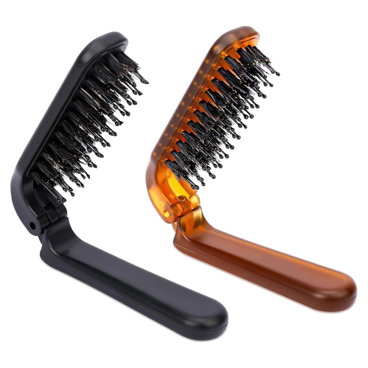Cepillo de Pelo Plegable MOZEAT LENS 2 Piezas Viaje Negro Ámbar