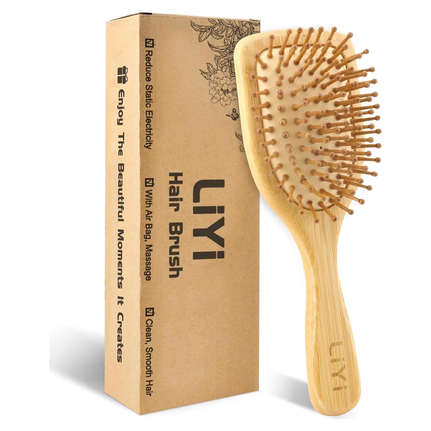 Cepillo de Pelo de Bambú LIYI Ergonómico para Crecimiento Cabello