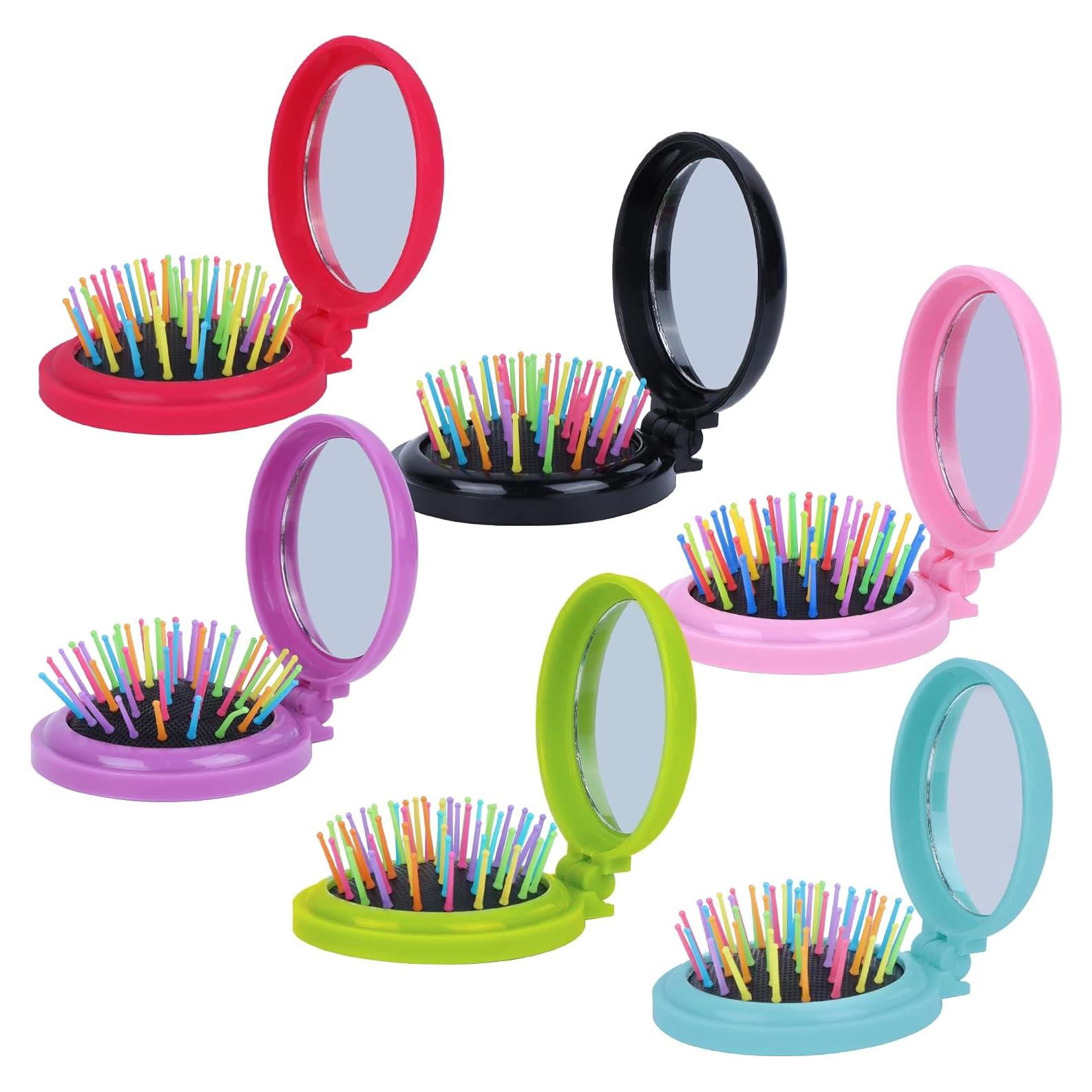 Juego de 6 Cepillos de Pelo Plegables con Espejo Happy Trees